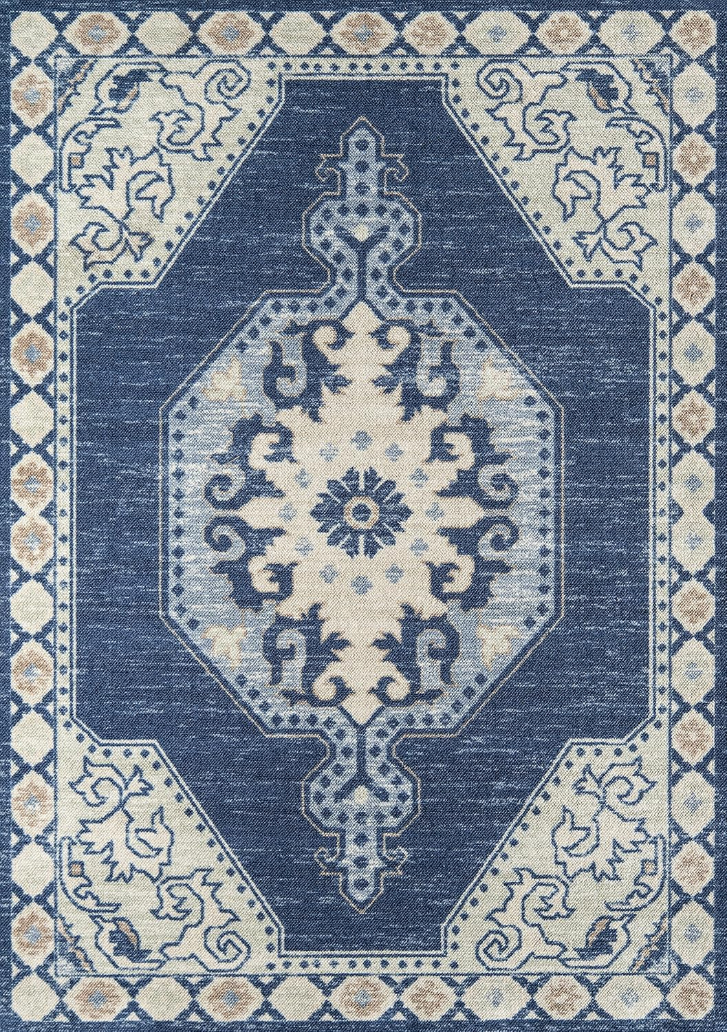 Momeni  Anatolia Wool Blend Traditional Medallion Area Rug 5'3" x 7'6" 5' x 8' Indoor Rectangle