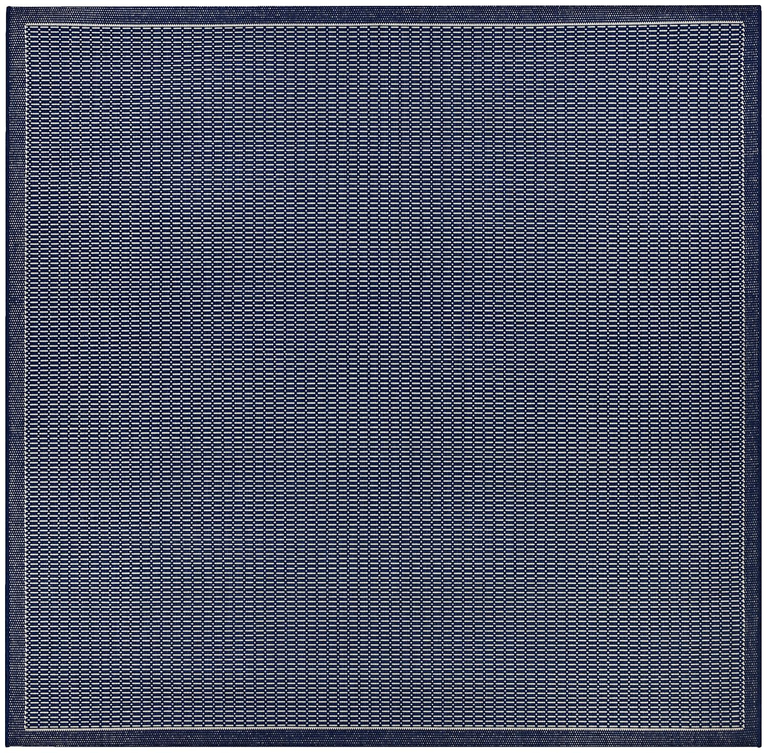 Couristan Recife Checkered Field Indoor / Outdoor Area Rug, Ivory- Indigo Blue, 7'6" Square