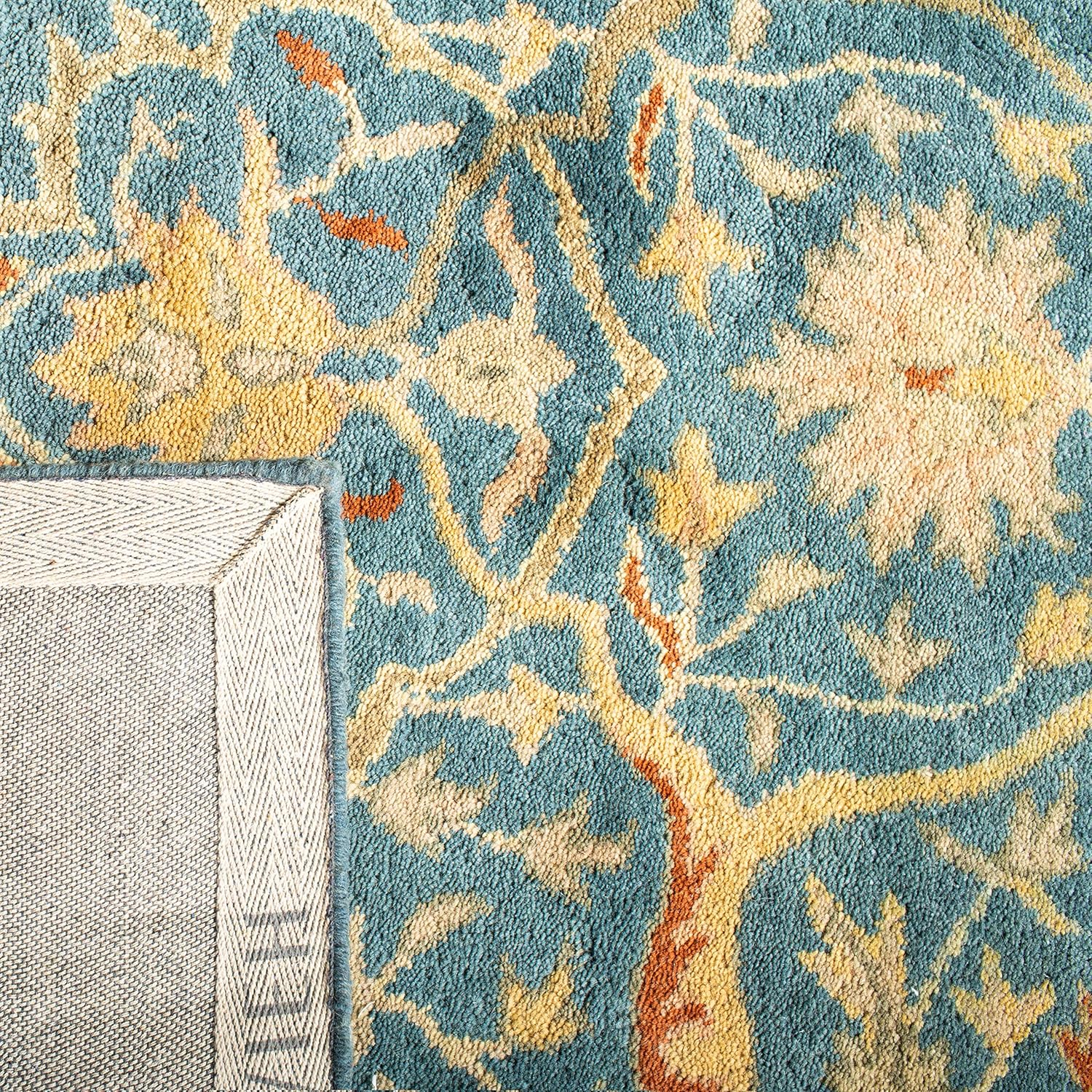 SAFAVIEH Antiquity Collection 4'6" x 6'6" Oval Blue AT14E Handmade Traditional Oriental Premium Wool Area Rug