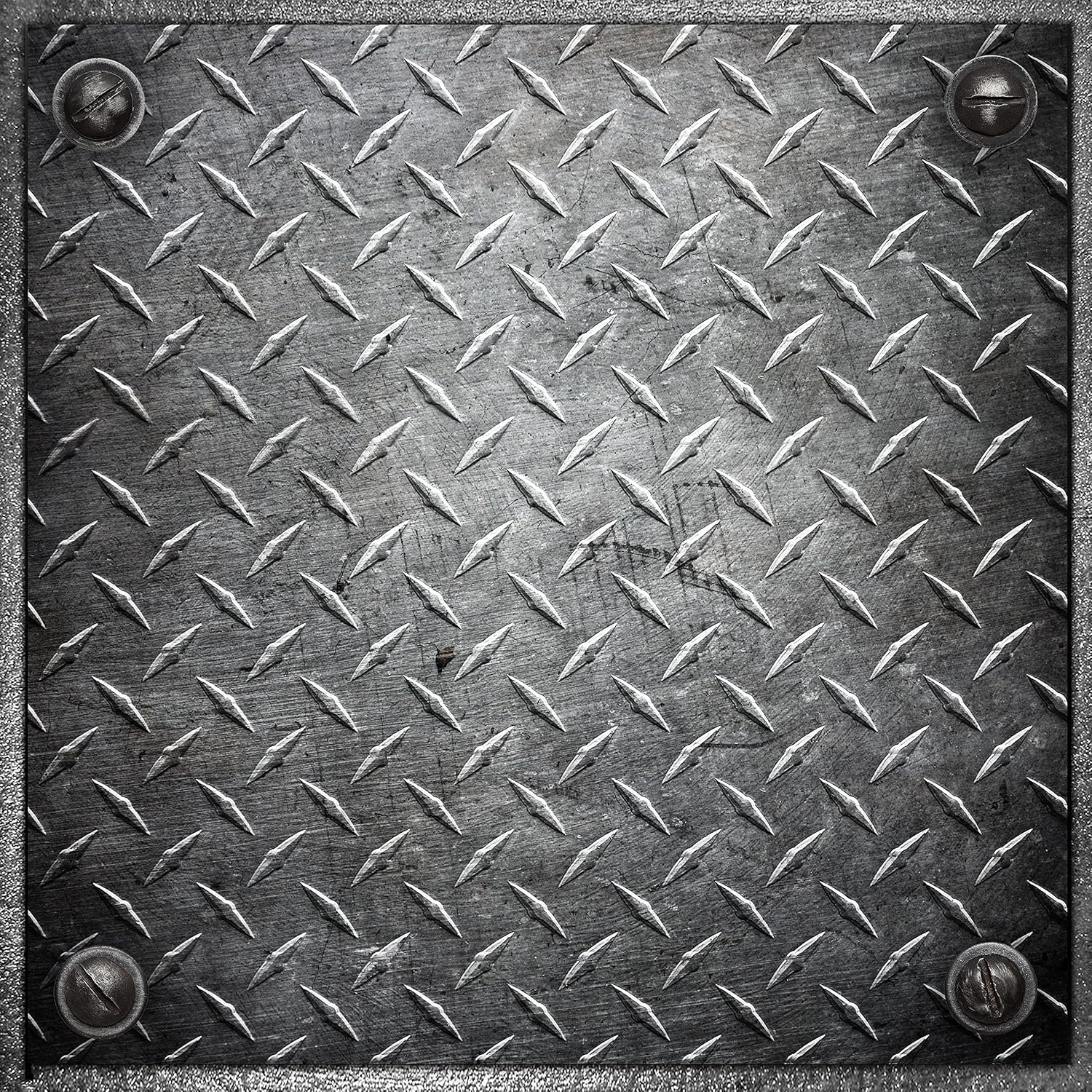 Con-Tact Brand - FLRA-12N027-06 FloorAdorn Vinyl Floor Appliques Self-Adhesive, Decorative and Removable Tiles, 12"X12", Heavy Metal, 6