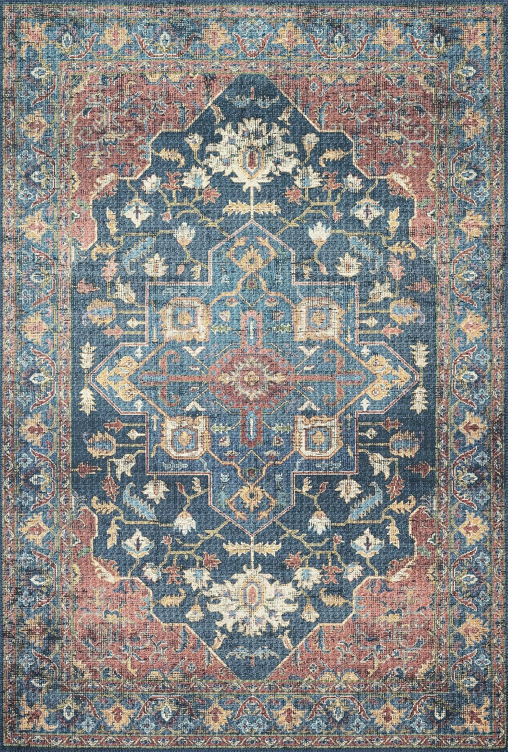 Loloi II Skye Collection SKY-08 Denim/Brick 6'-0" x 6'-0" Round Area Rug