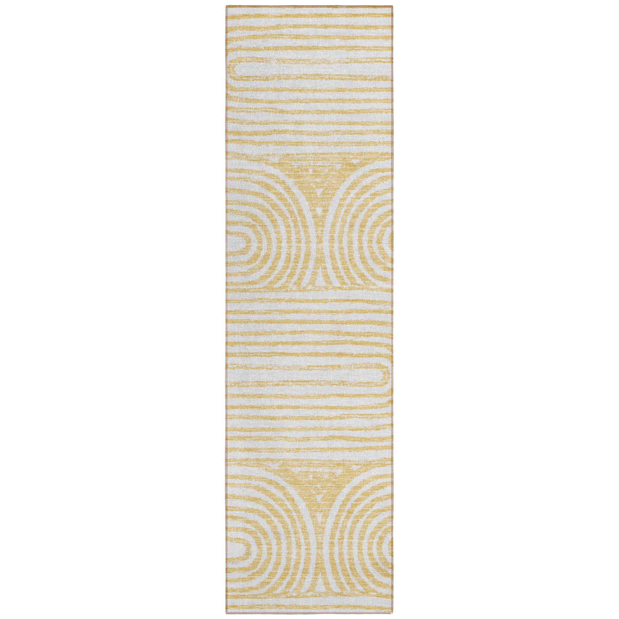 Addison Rugs Chantille Indoor/Outdoor Contemporary Art Deco Gold Washable Runner Rug, 2'3" x 7'6"
