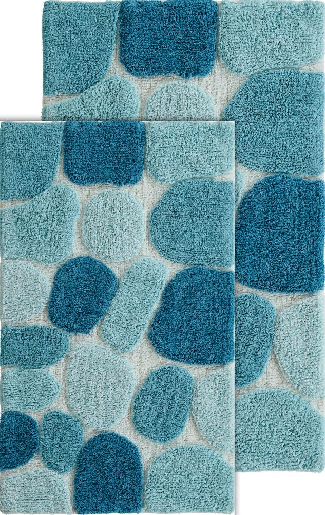 Chesapeake Pebbles 2 pc Arctic Blue Bath Rug Set (21"x34" & 24"x40")