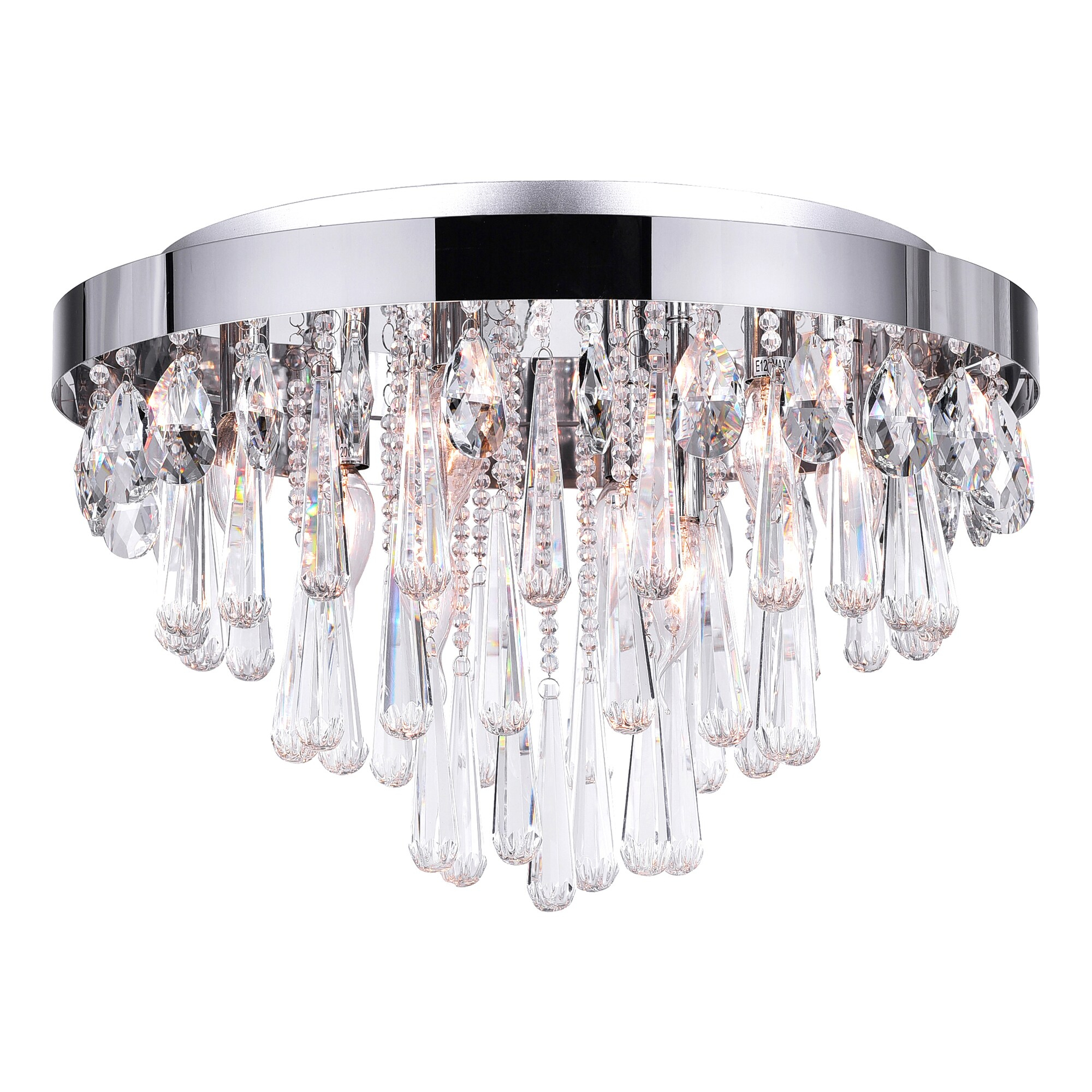 Vast 8-Light Chrome Crystal Flush Mount Ceiling Fixture