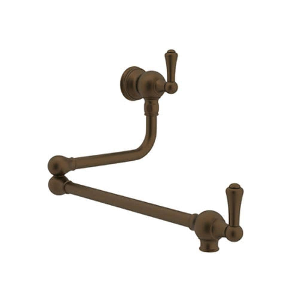 Edwardian Wall Mount Swing Arm Pot Filler with Elegant Metal Lever Handles