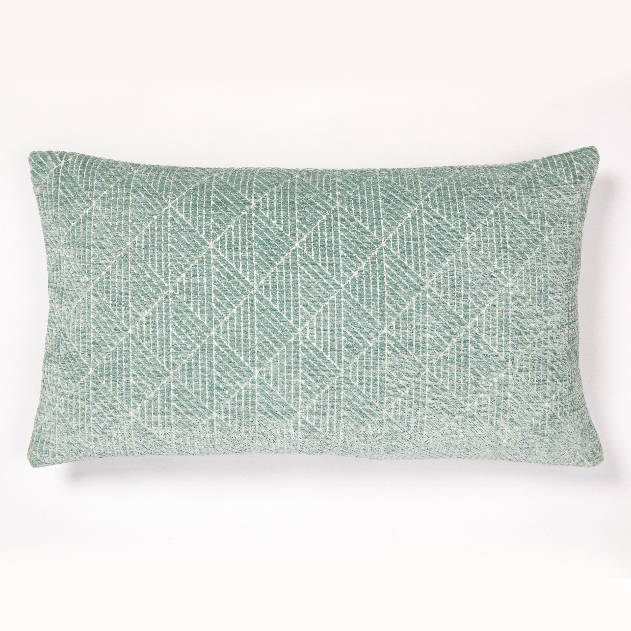 Freshmint Logan Reversible Woven Geometric Chenille Lumbar 24"x14",Blue Surf,1 Pack