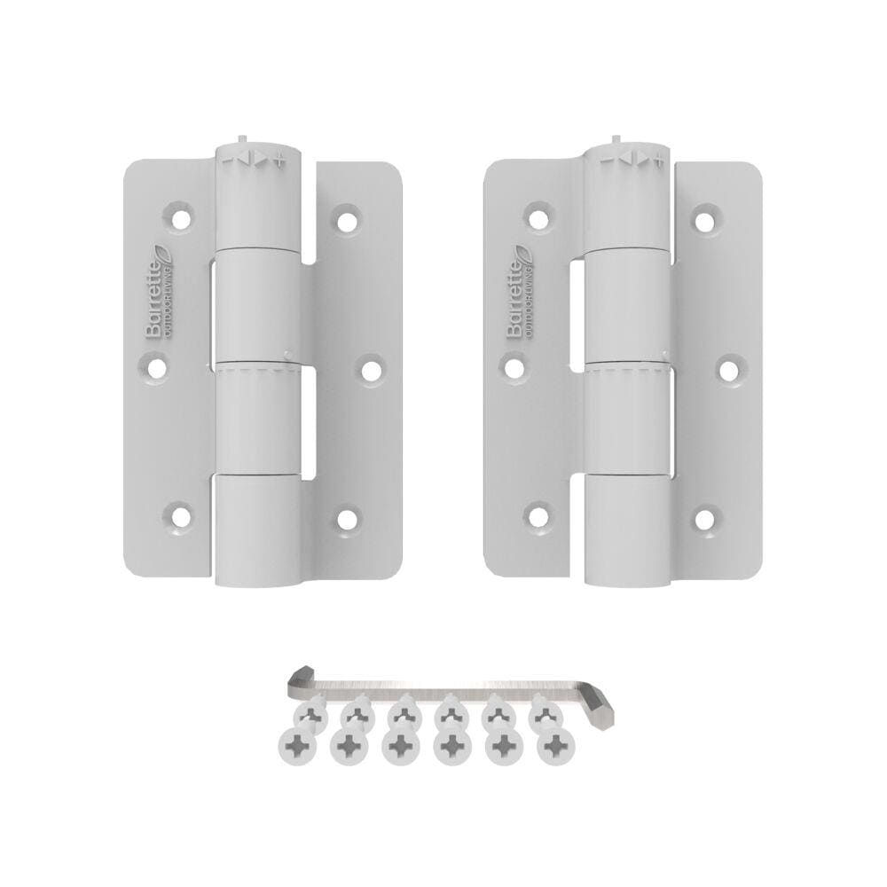 White Aluminum Self-Closing Butterfly Gate Hinges, 2-Pack