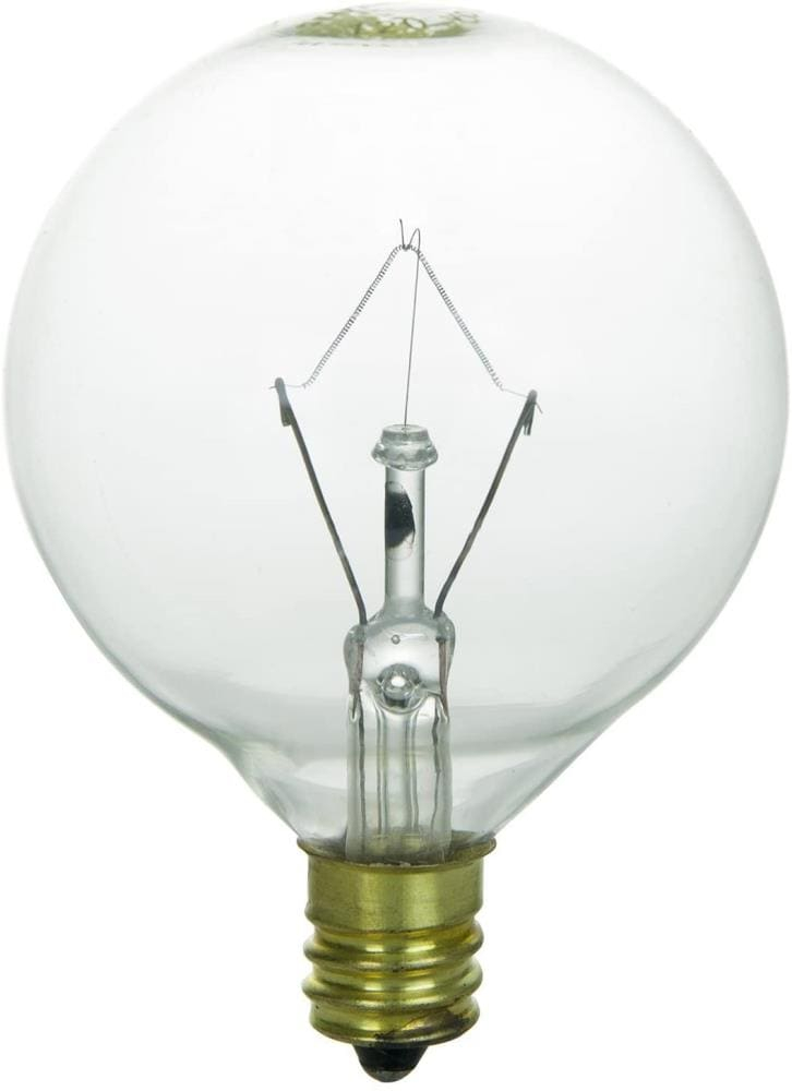 Clear Globe Incandescent Light Bulbs, 25W, E12 Base, 12 Pack