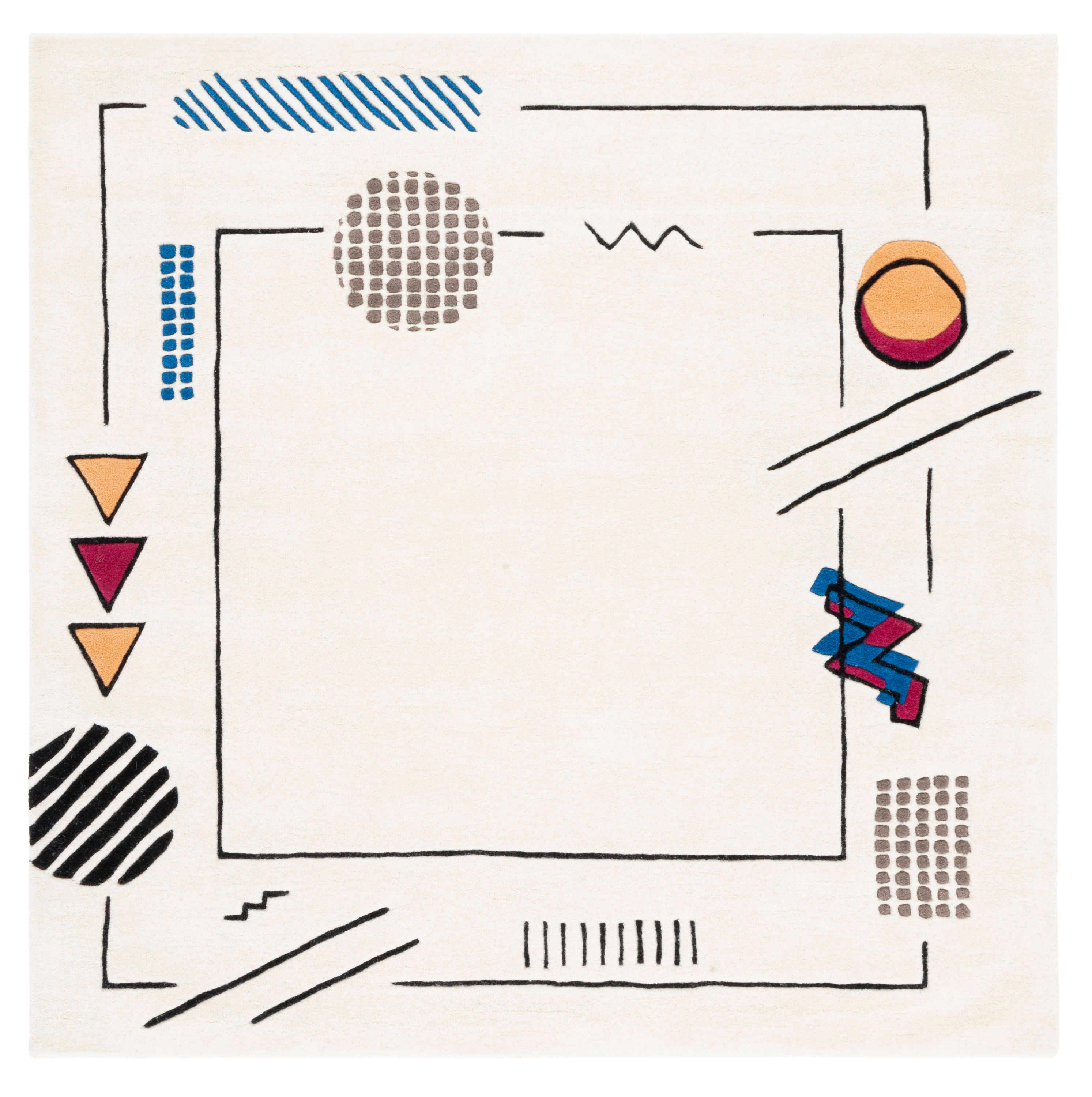 SAFAVIEH Fifth Avenue Cynthia Abstract Area Rug, Ivory/Blue, 6' x 6' Square