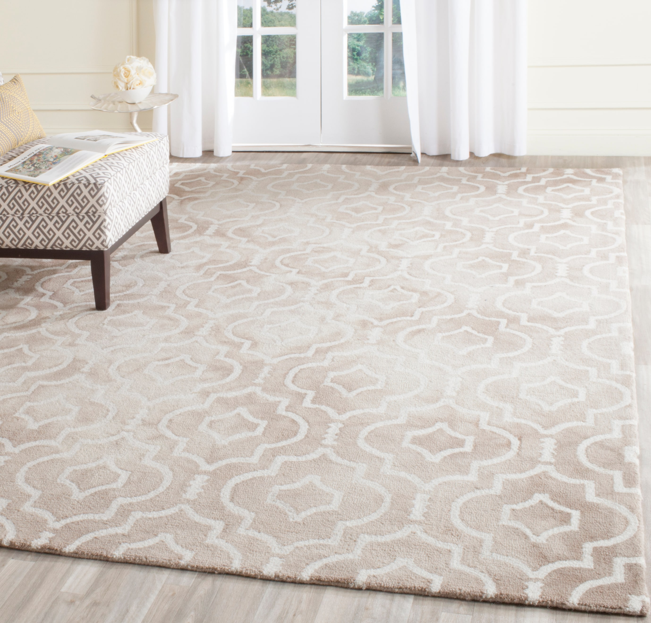 SAFAVIEH Dip Dye Lairos Overdyed Geometric Area Rug, Beige/Ivory, 10' x 14'