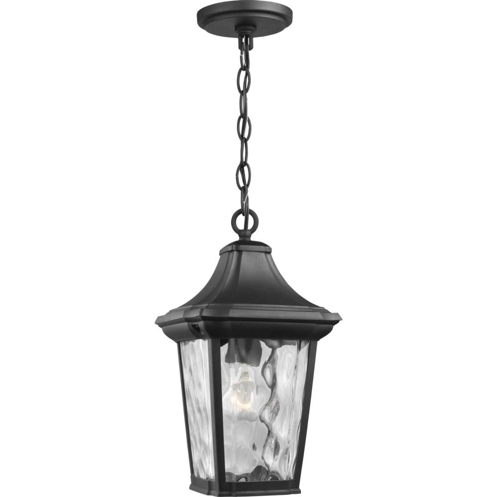 Black Glass Hanging Lantern with Water Glass Shade