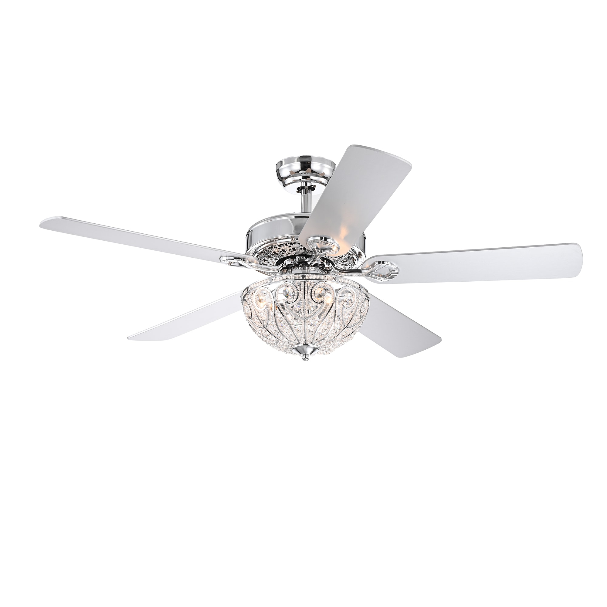 Matte Gold and Silver 30" Ceiling Fan with Crystal Chandelier