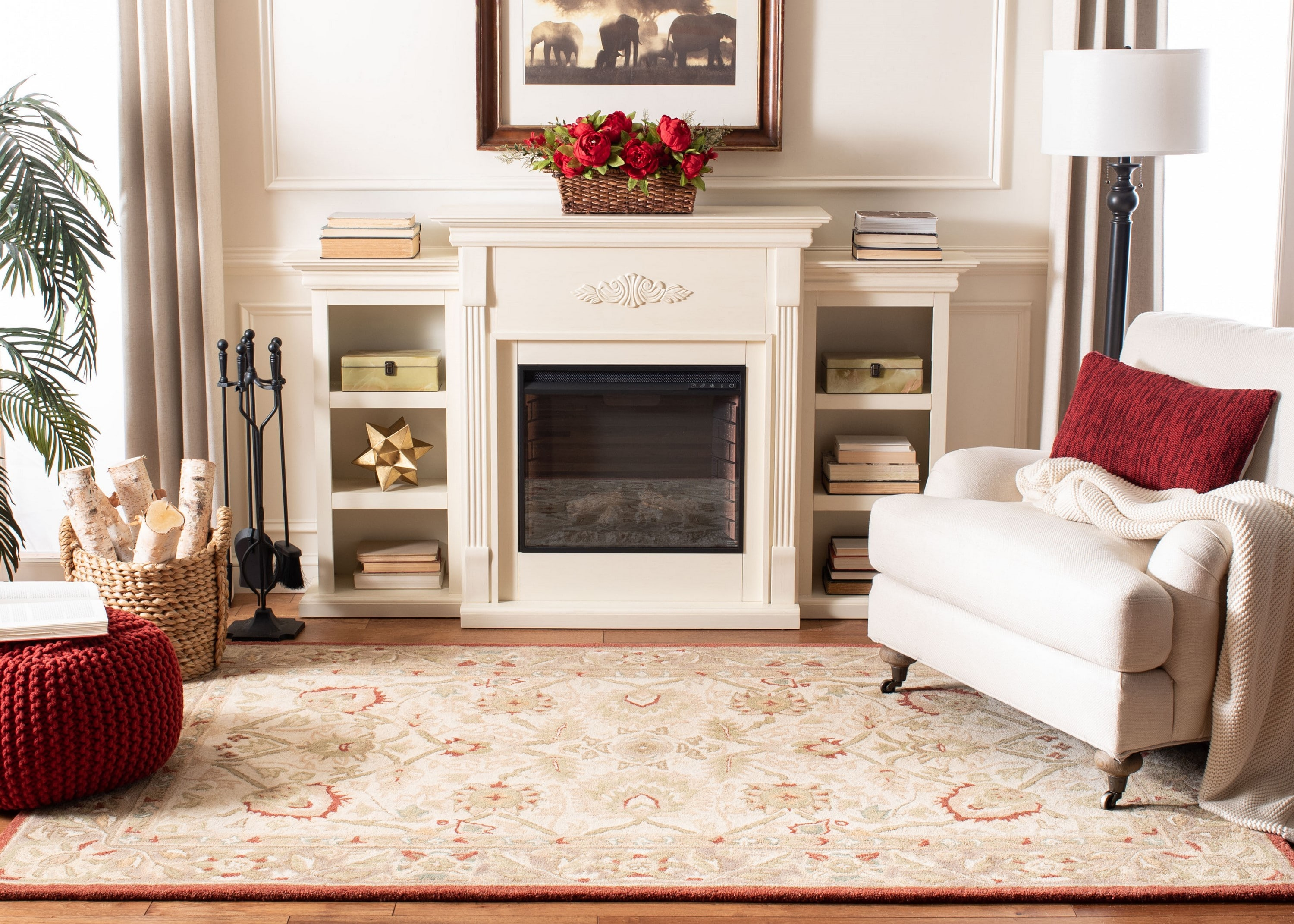 SAFAVIEH Anatolia Venice Traditional Wool Area Rug, Beige/Rust, 8' x 10'