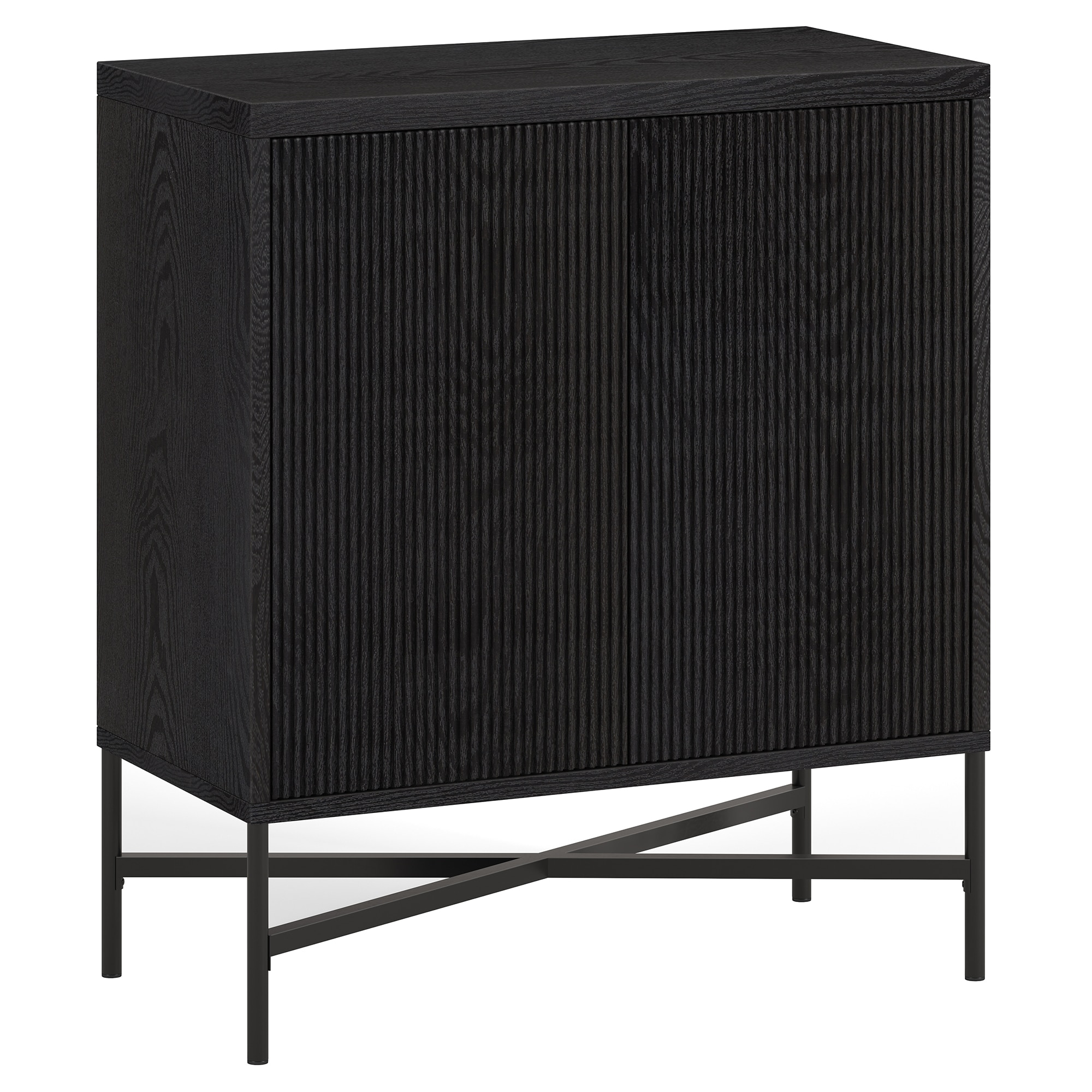 Evelyn&Zoe Brighton 28" Wide Rectangular Accent Cabinet, Black Grain
