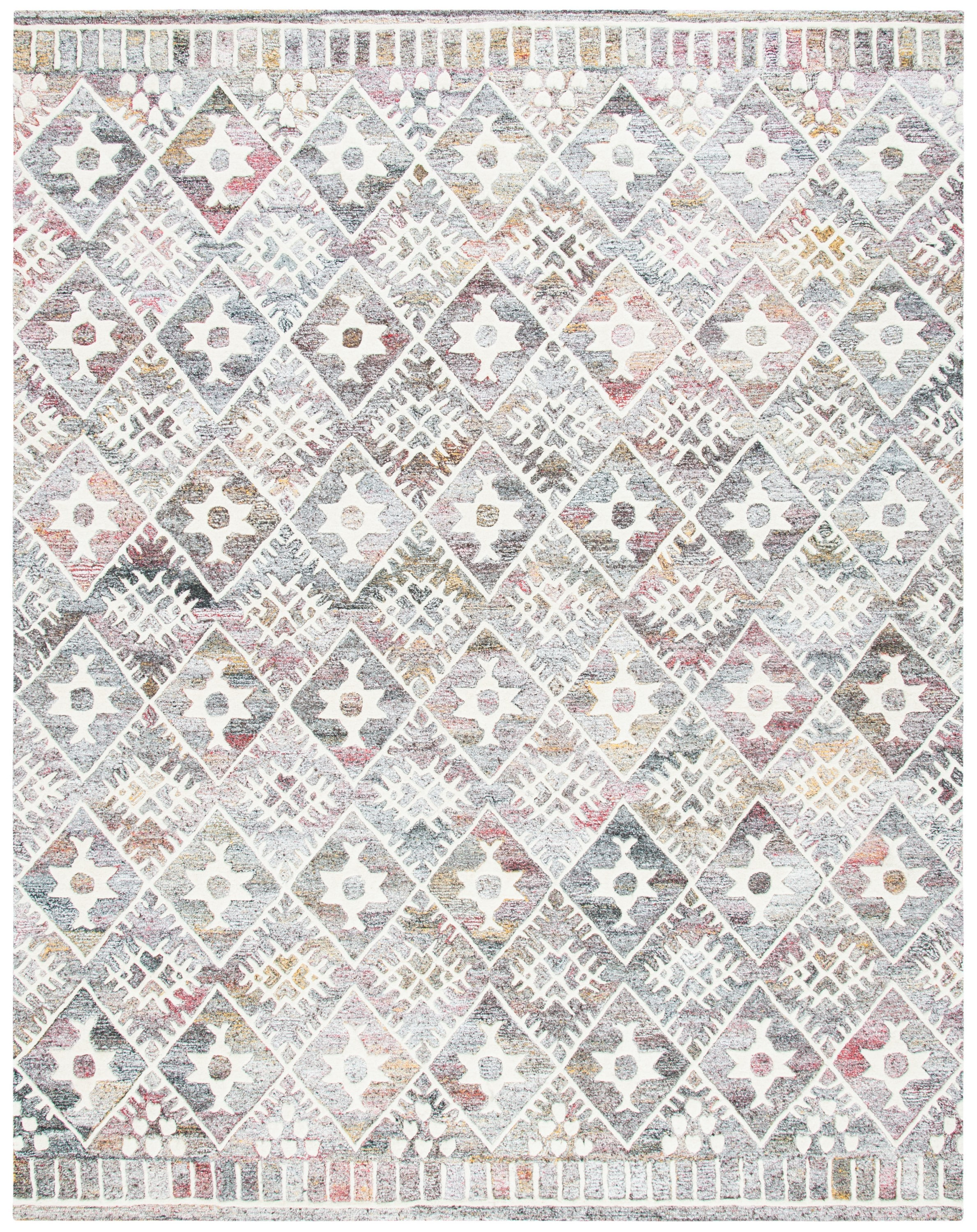 SAFAVIEH Roslyn Desi Geometric Area Rug, Red/Ivory, 9' x 12'