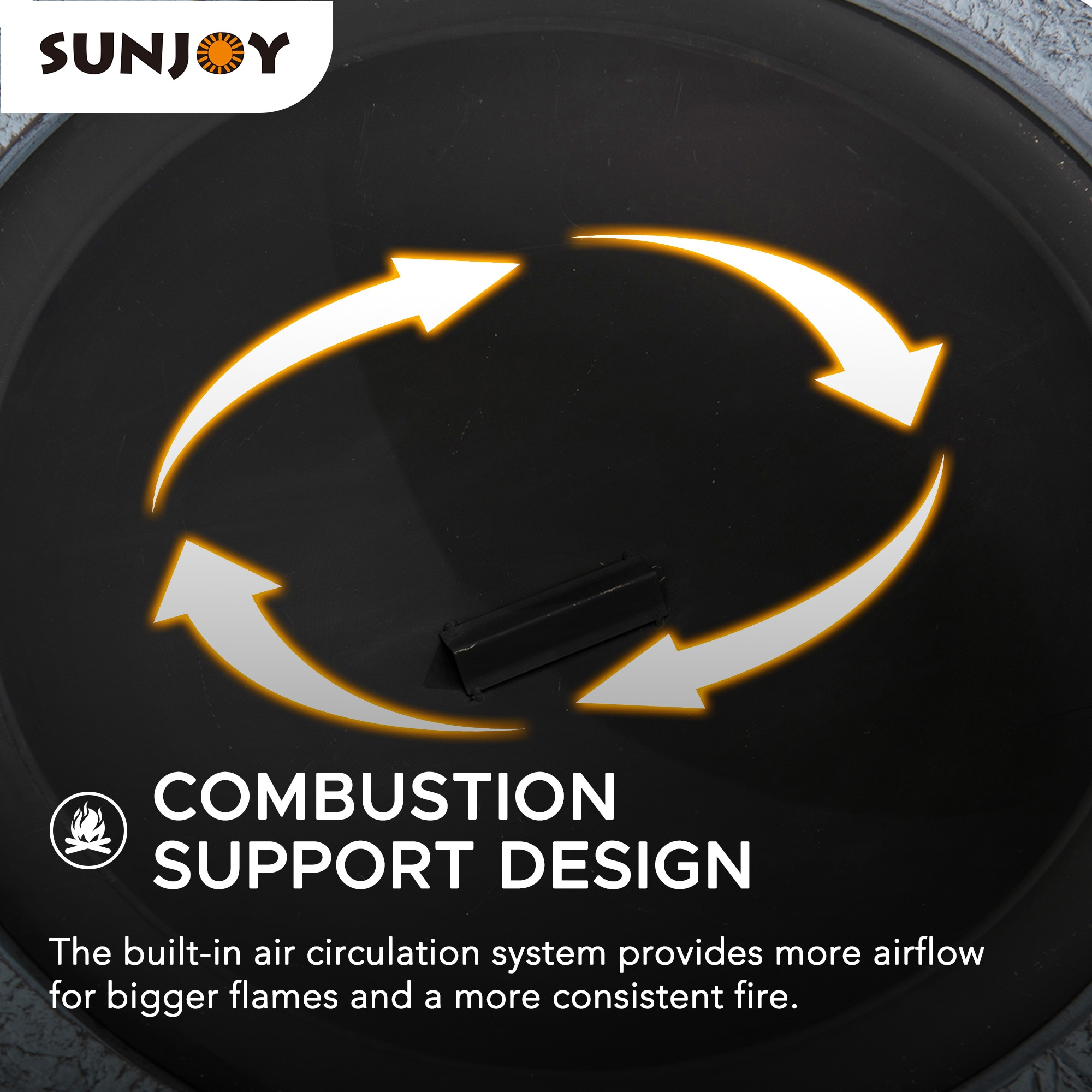 Sunjoy Stone Fire Pit 26 Inch, Outdoor Round Wood Burning Fire Pits with Spark Screen and Poker  Grey