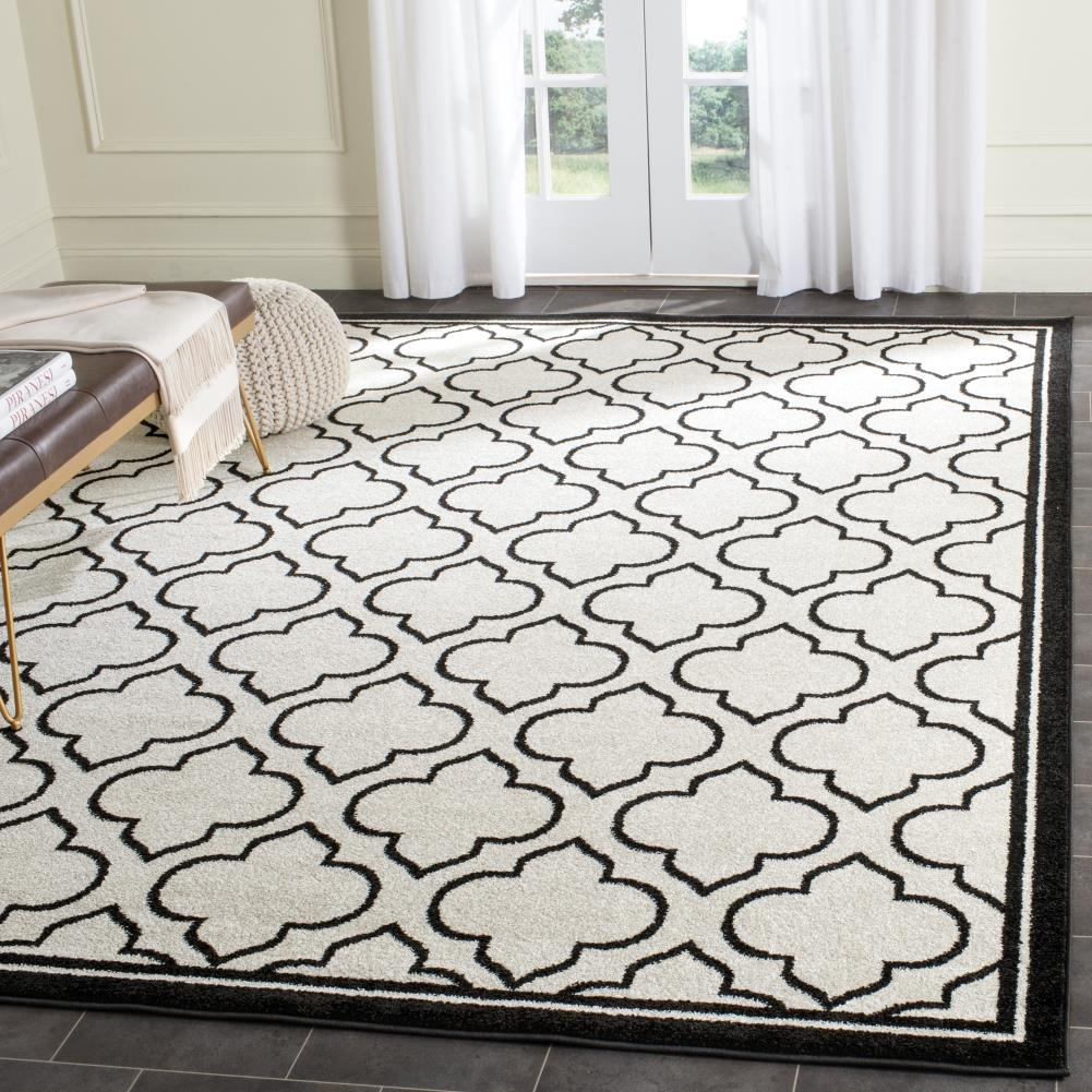 Safavieh Moroccan 9 x 12 (ft) Loomed Polypropylene Ivory/Anthracite Rectangular Indoor Trellis Area rug