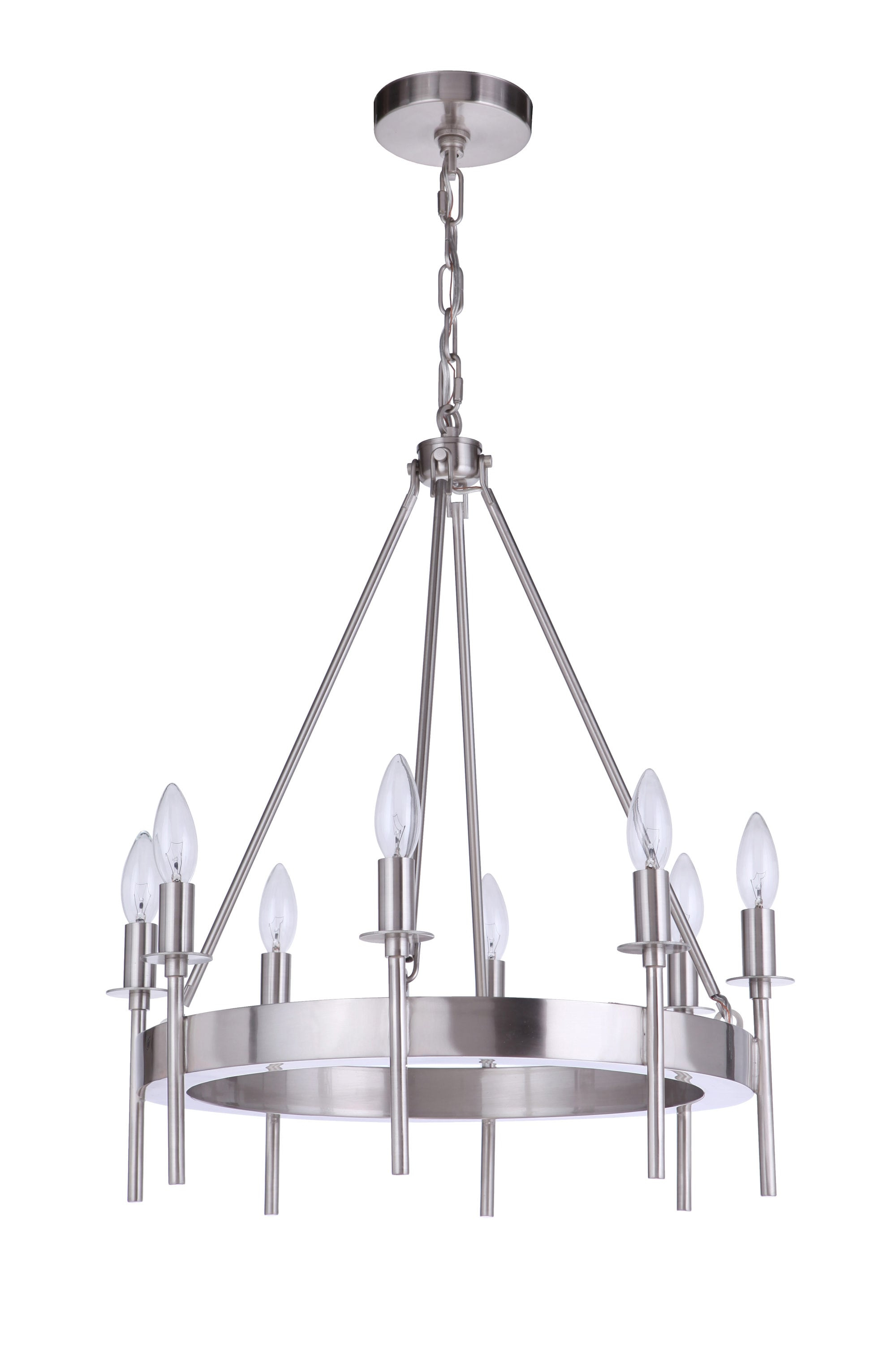 Larrson 8-Light Brushed Polished Nickel Finish Transitional Chandelier for Kitchen/Dining/Foyer, No Bulbs Included