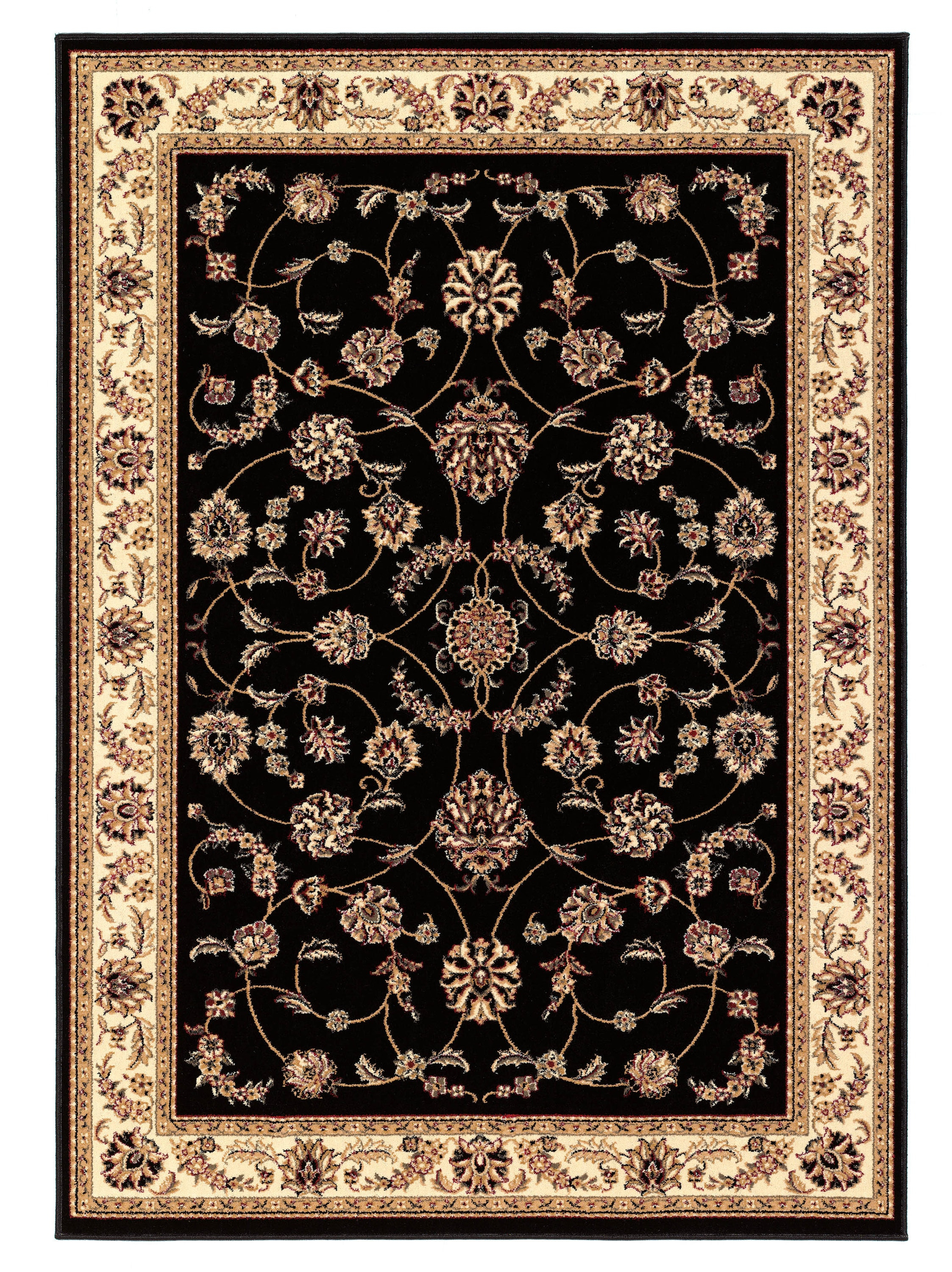Radici Usa Como Area Rug 1596 Black Italian Bordered 5' 5" x 7' 7" Rectangle