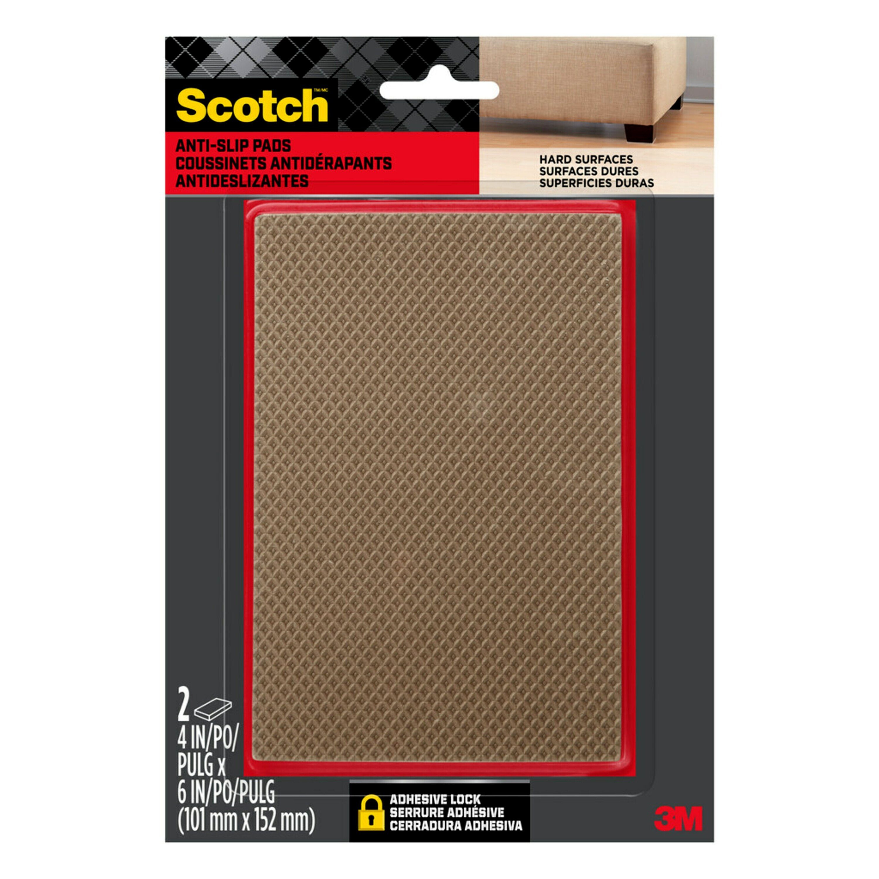 Scotch Gripping Pads, Rectangle, Furniture Pads, 4 x 6 in, 2 Pack