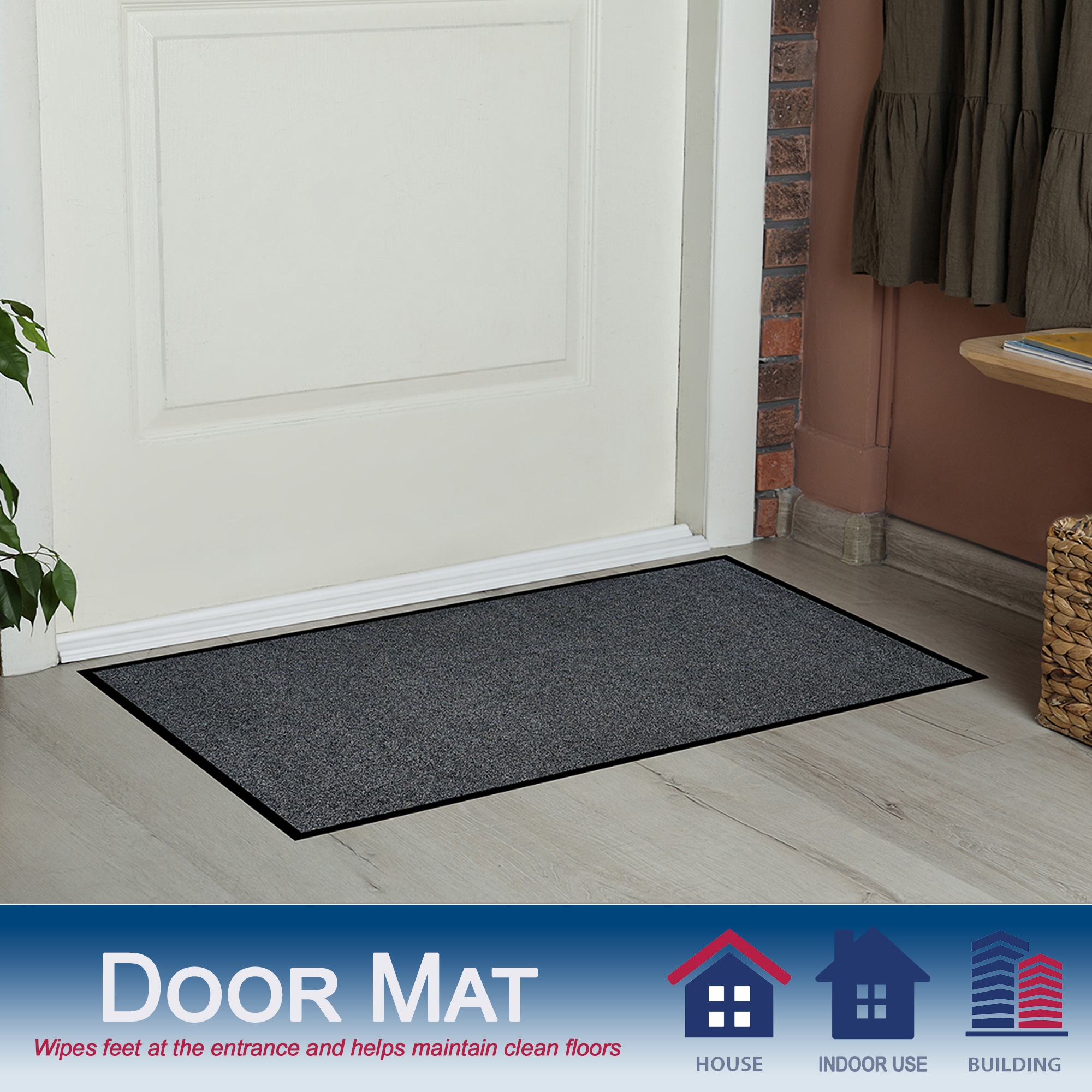 Charcoal Vinyl Wipe-N-Walk 3-ft x 5-ft Entrance Mat