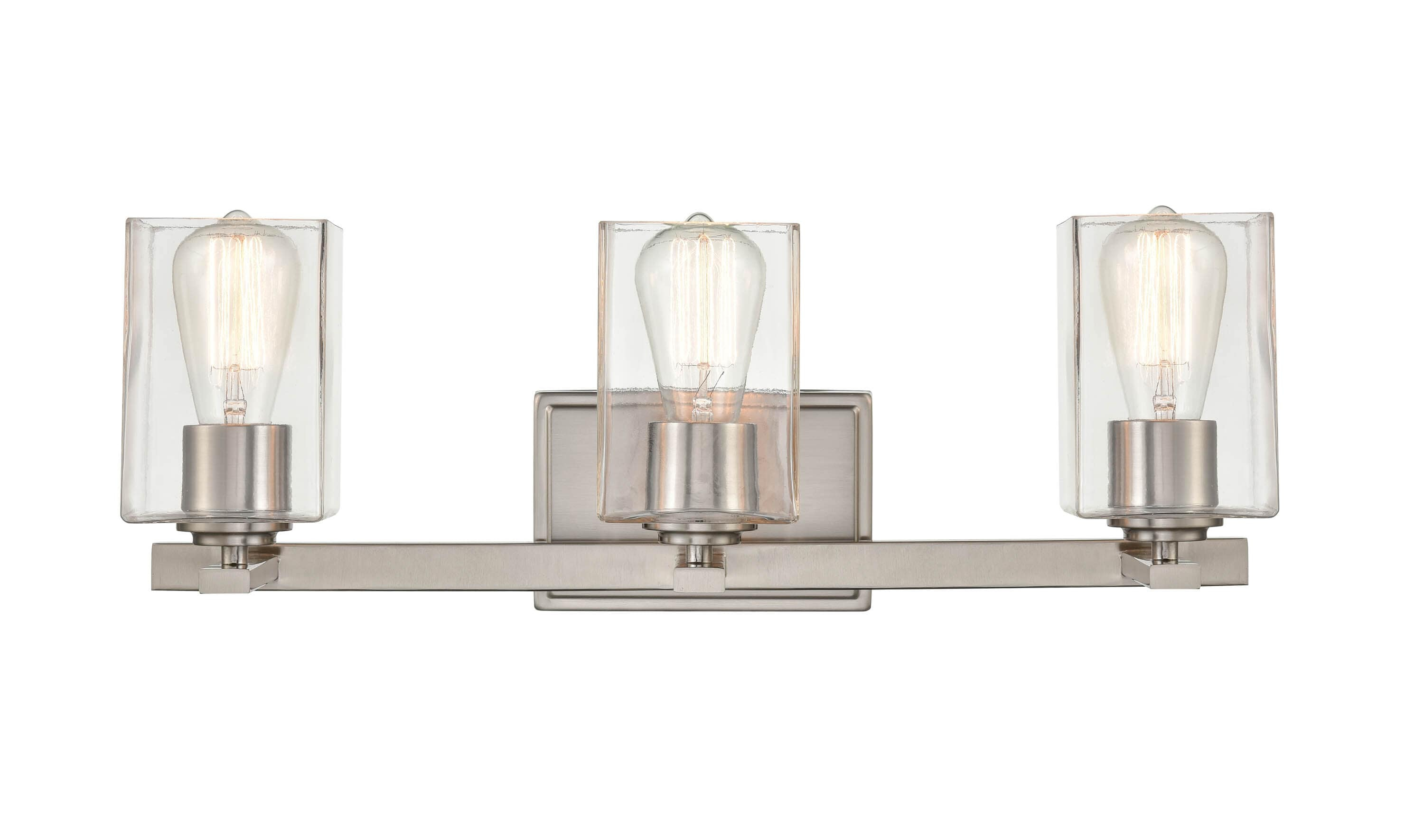 Millennium Lighting 929 Lighting 3 Light Bathroom Vanity Fixture with Clear Glass Shades Brushed Nickel Nickel Brushed