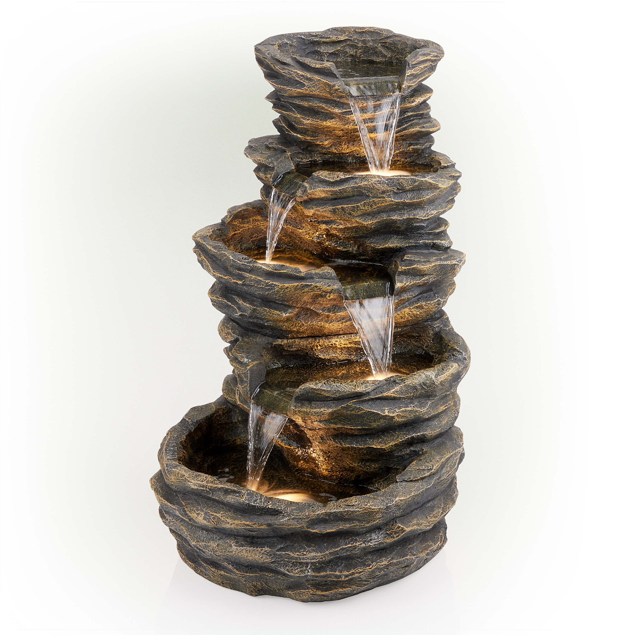 Alpine Corporation Five-Level Rock Waterfall Indoor/Outdoor Fountain