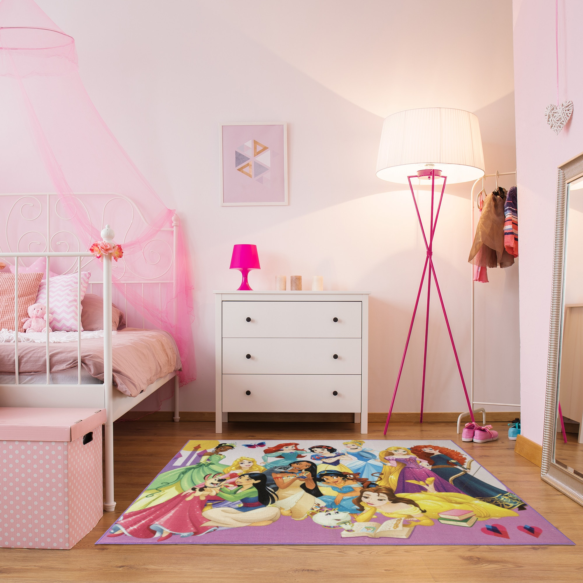 Disney Princess Multicolor Synthetic Rectangular Kids Area Rug