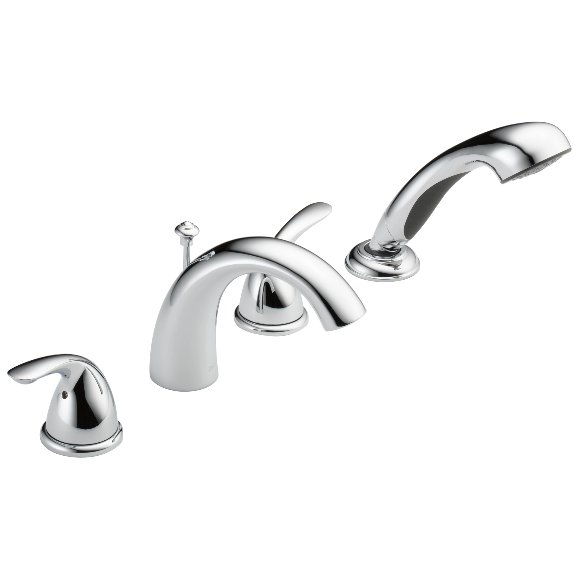 Classic Double Handle Deck Mounted Roman Tub Faucet Trim with Handshower