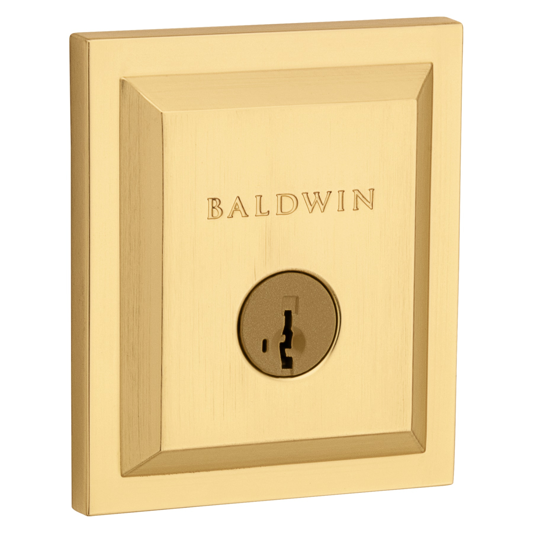 Baldwin Spyglass, Single Cylinder Front Door Deadbolt Featuring SmartKey Re-key Technology and Microban Protection, in Satin Brass