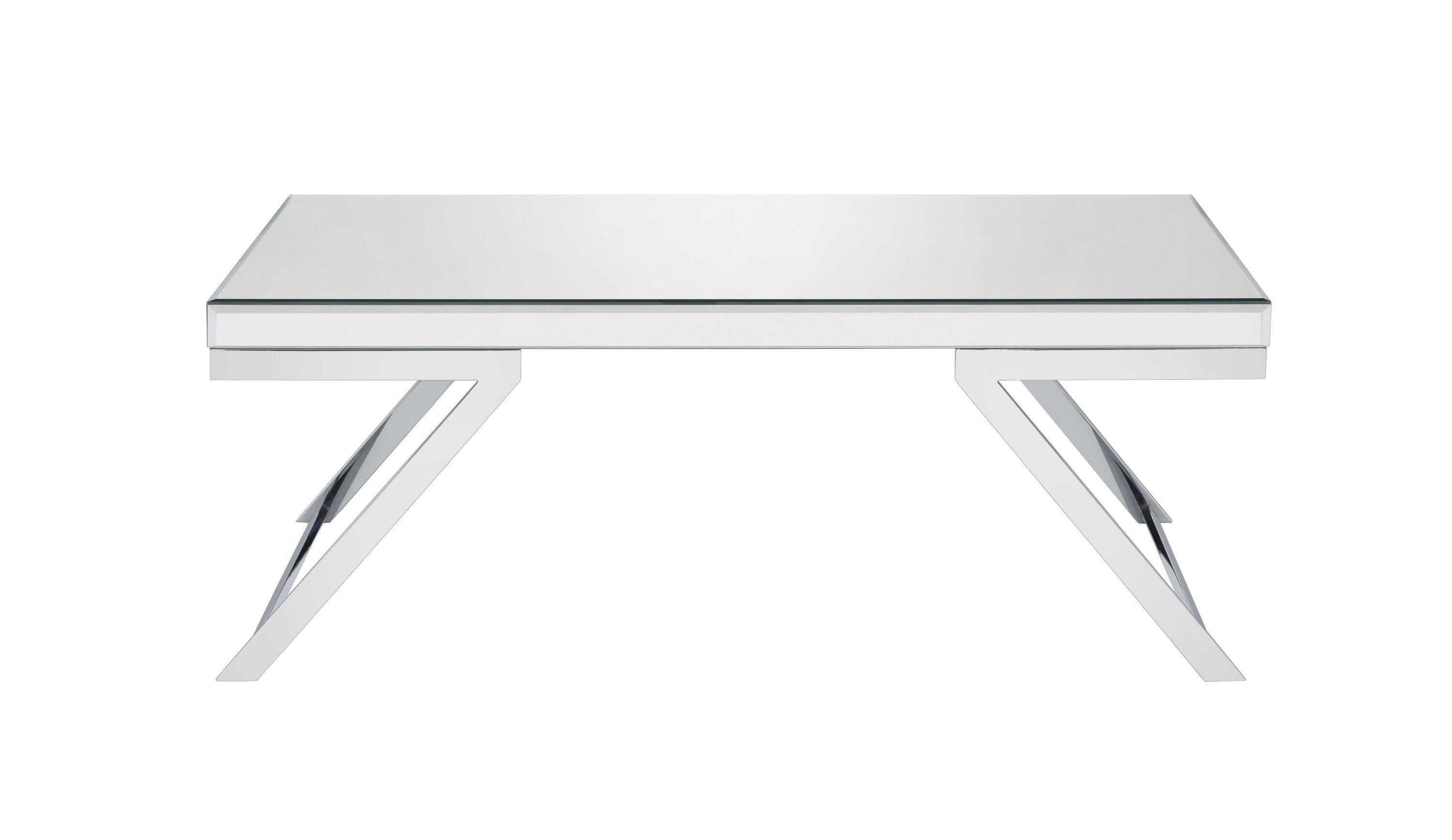 Alfresco Mirrored Glass and Chrome Metal Cocktail Table