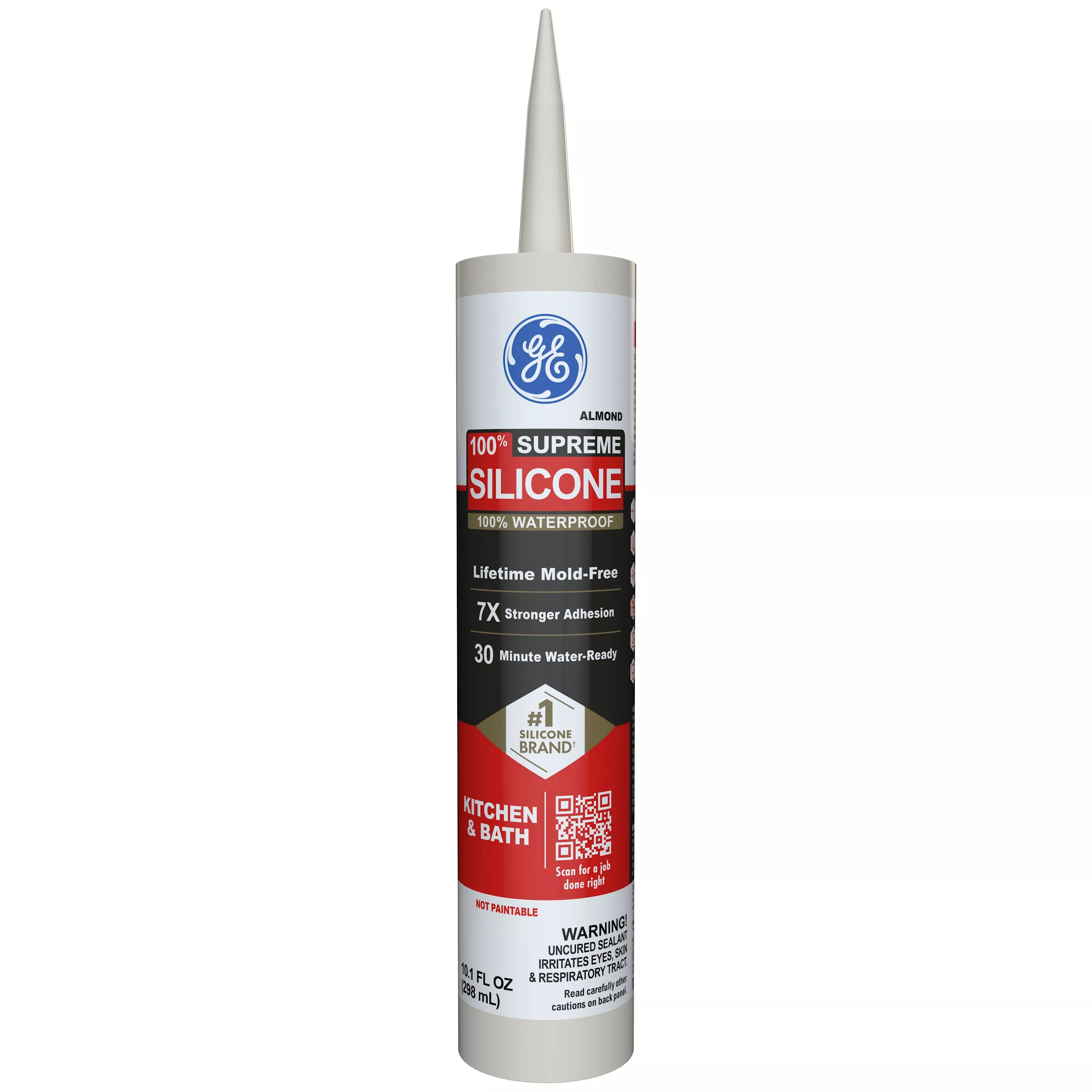 Kitchen, Bath & Plumbing Silicone Caulk, Almond, 10.1oz., Momentive, M90010