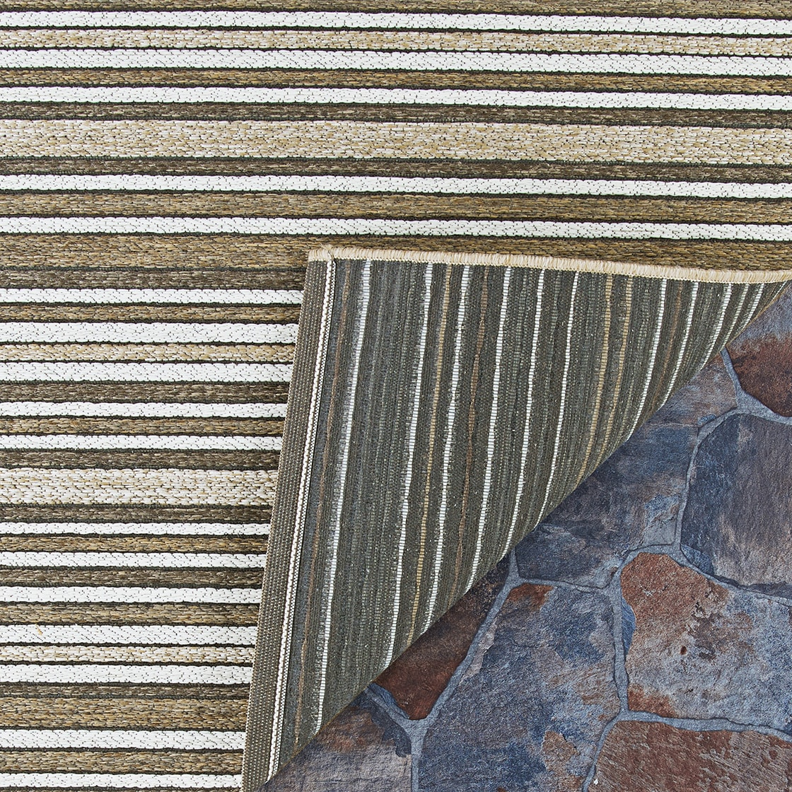 Couristan Cape 3 x 5 (ft) Loomed Polypropylene Light Brown-Ivory Rectangular Indoor/Outdoor Stripe Area rug