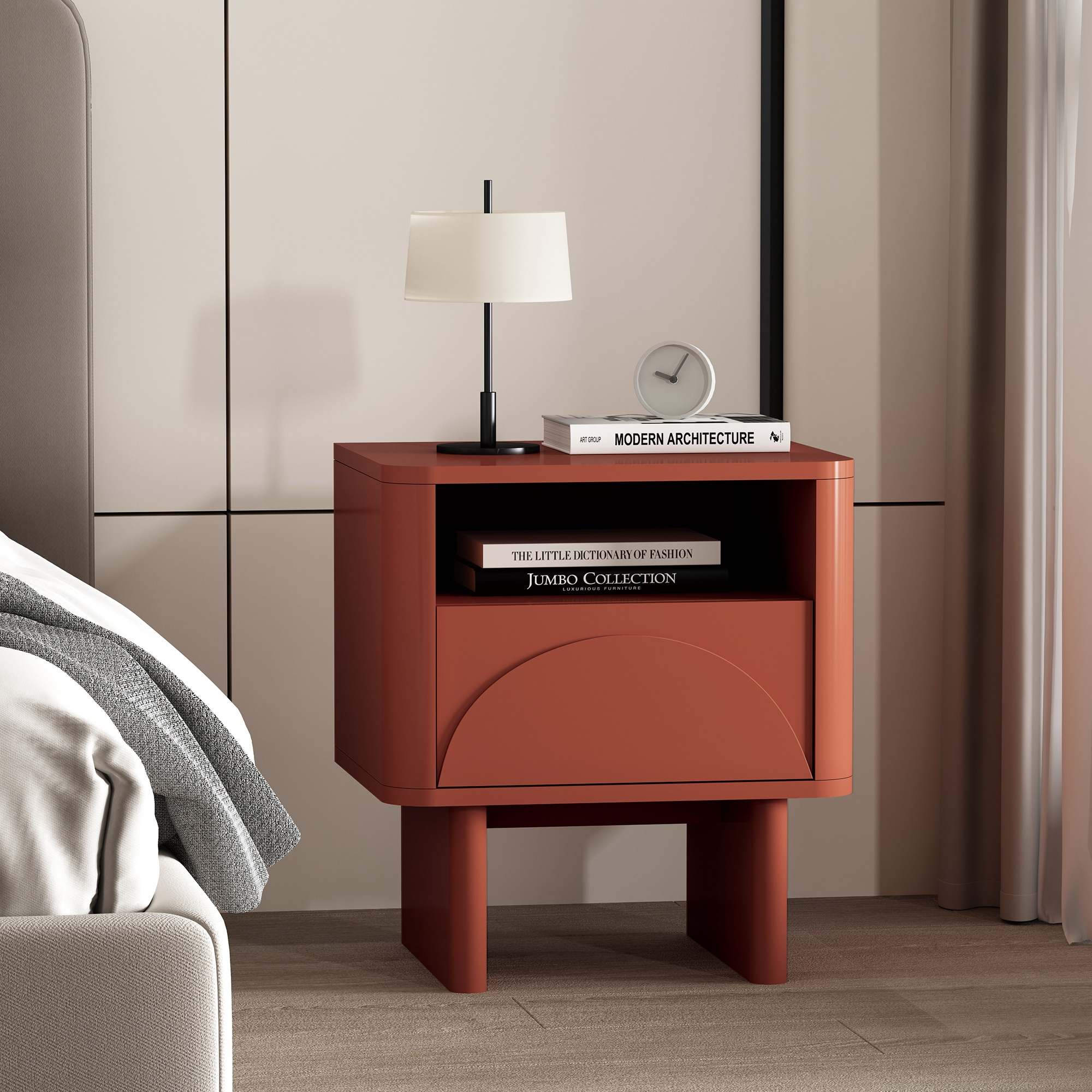 Ella Nightstand in Terracotta made from Engineered Wood