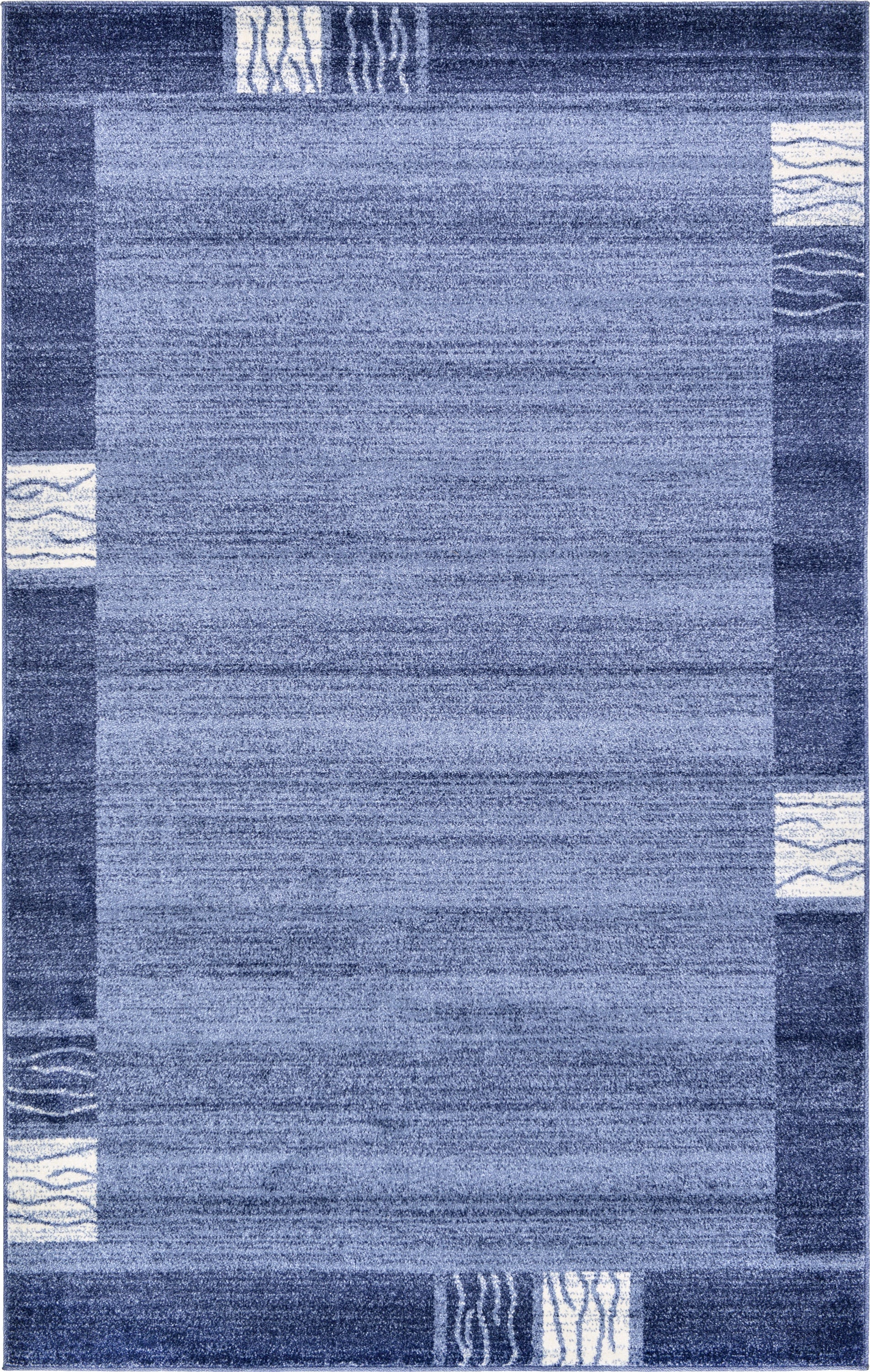Unique Loom Del Mar Collection Area Rug - Sarah (5' 3" x 8' Rectangle, Light Blue/ Blue)