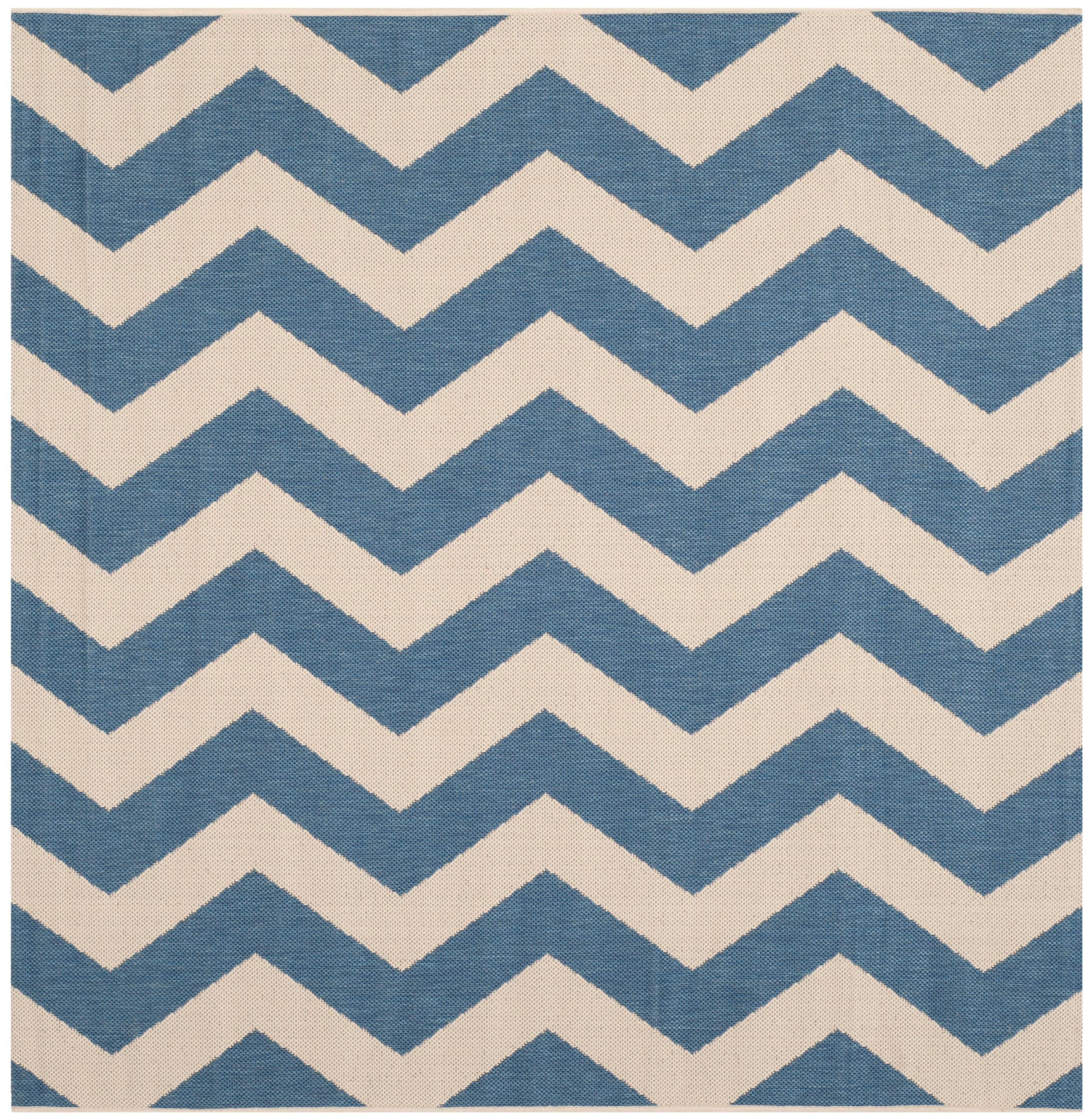 SAFAVIEH Courtyard Ayden Chevron Indoor/Outdoor Area Rug, 4' x 4' Square, Blue/Beige