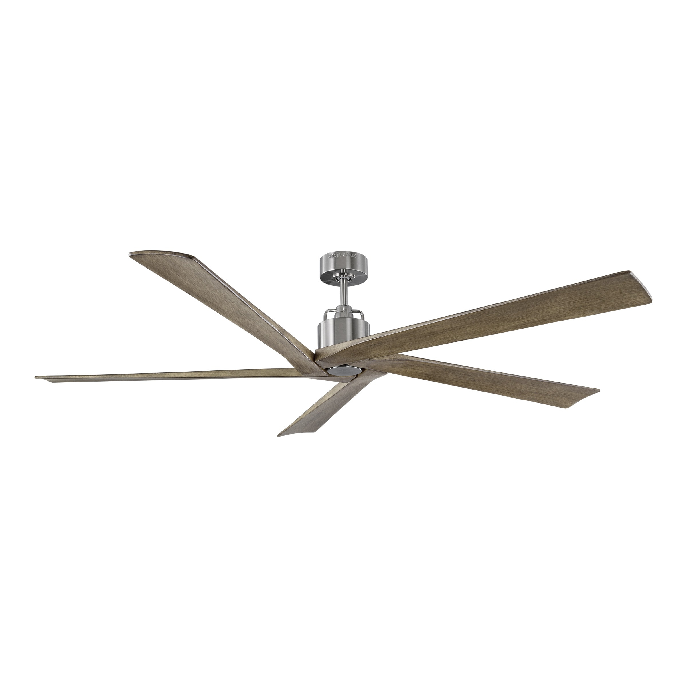 Aspen 70" Brushed Steel Ceiling Fan with Grey Weather Oak Blades