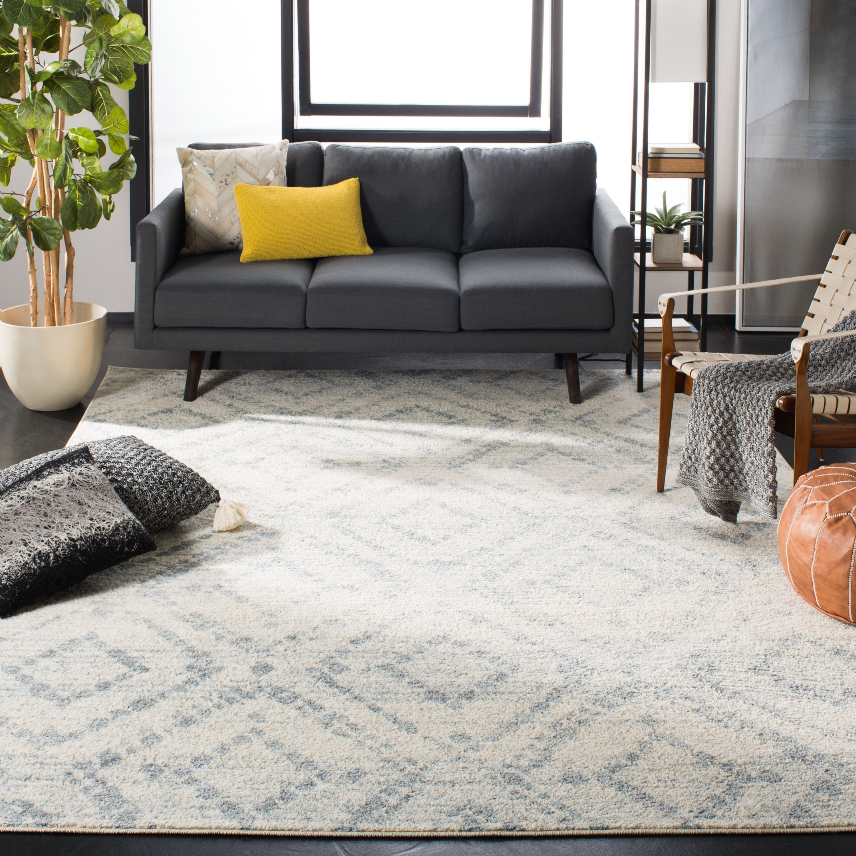 SAFAVIEH Adirondack Lecia Geometric Area Rug, Ivory/Light Blue, 10' x 14'