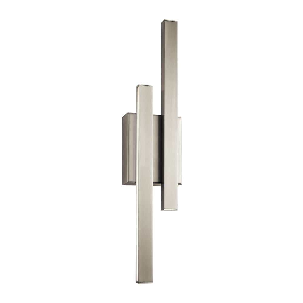 Brushed Nickel Geometric LED Sconce with Etched Acrylic Shade