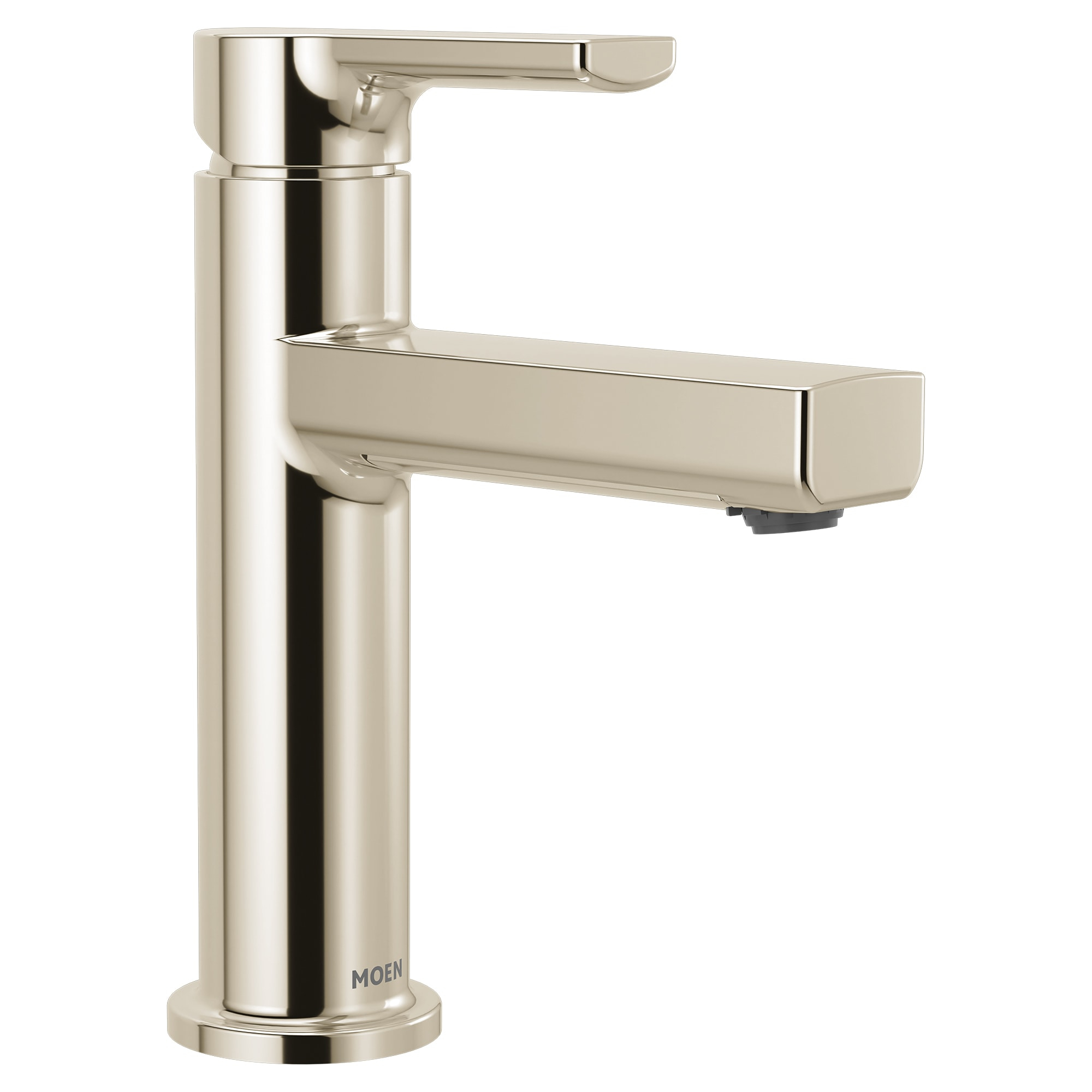 Moen 84627NL Rinza Polished Nickel Single hole 1-handle WaterSense High-arc Residential Handle Bathroom Sink Faucet with Drain with Deck Plate