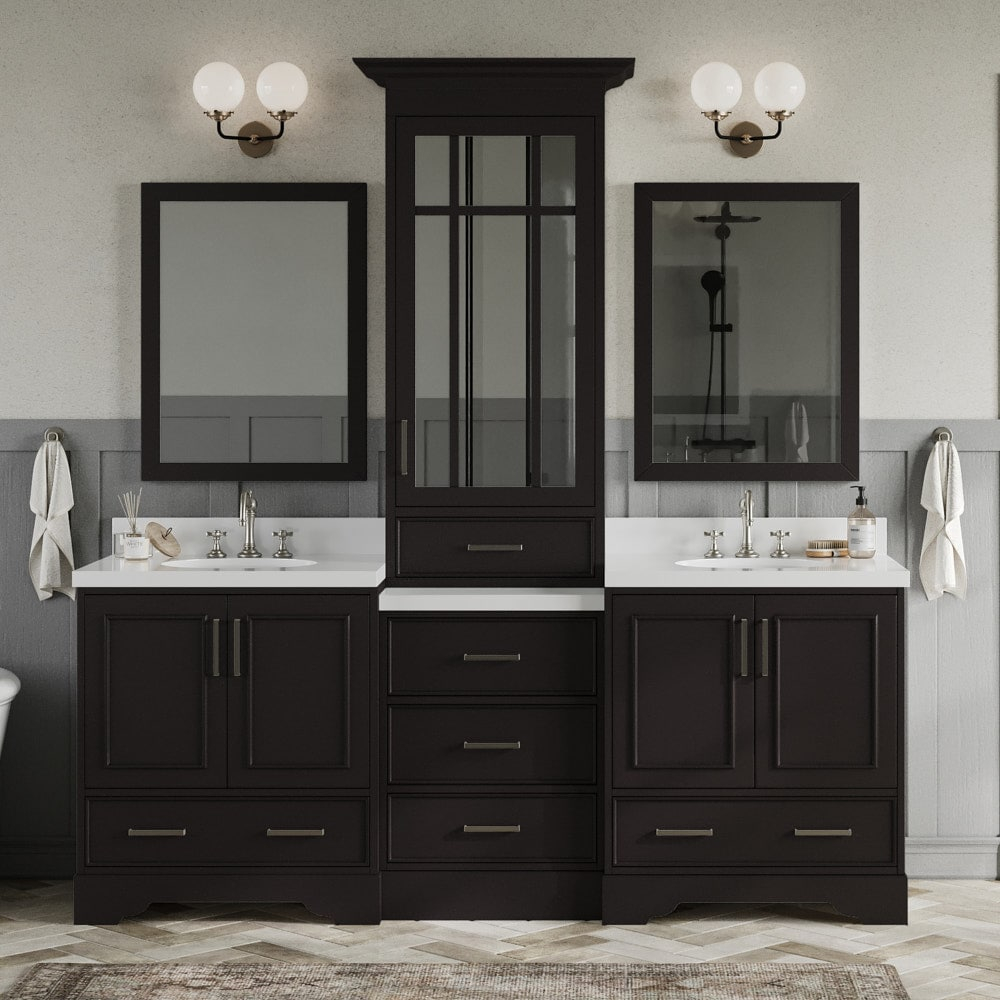 Ariel Stafford 85 in Double Sink Vanity Set in Espresso