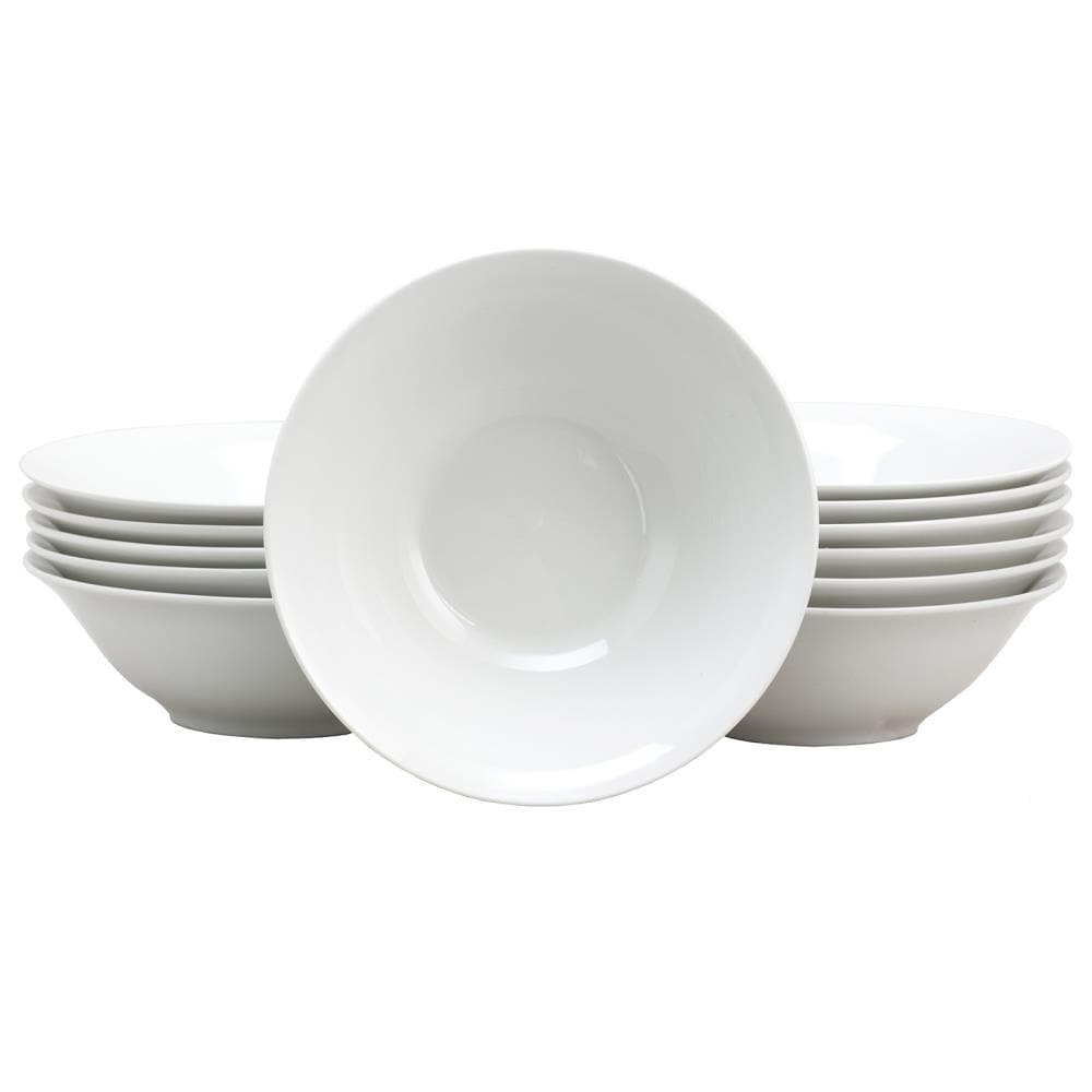 Gibson Home 7 Inch Fine Ceramic Bowls 12 Piece Set in Pearl