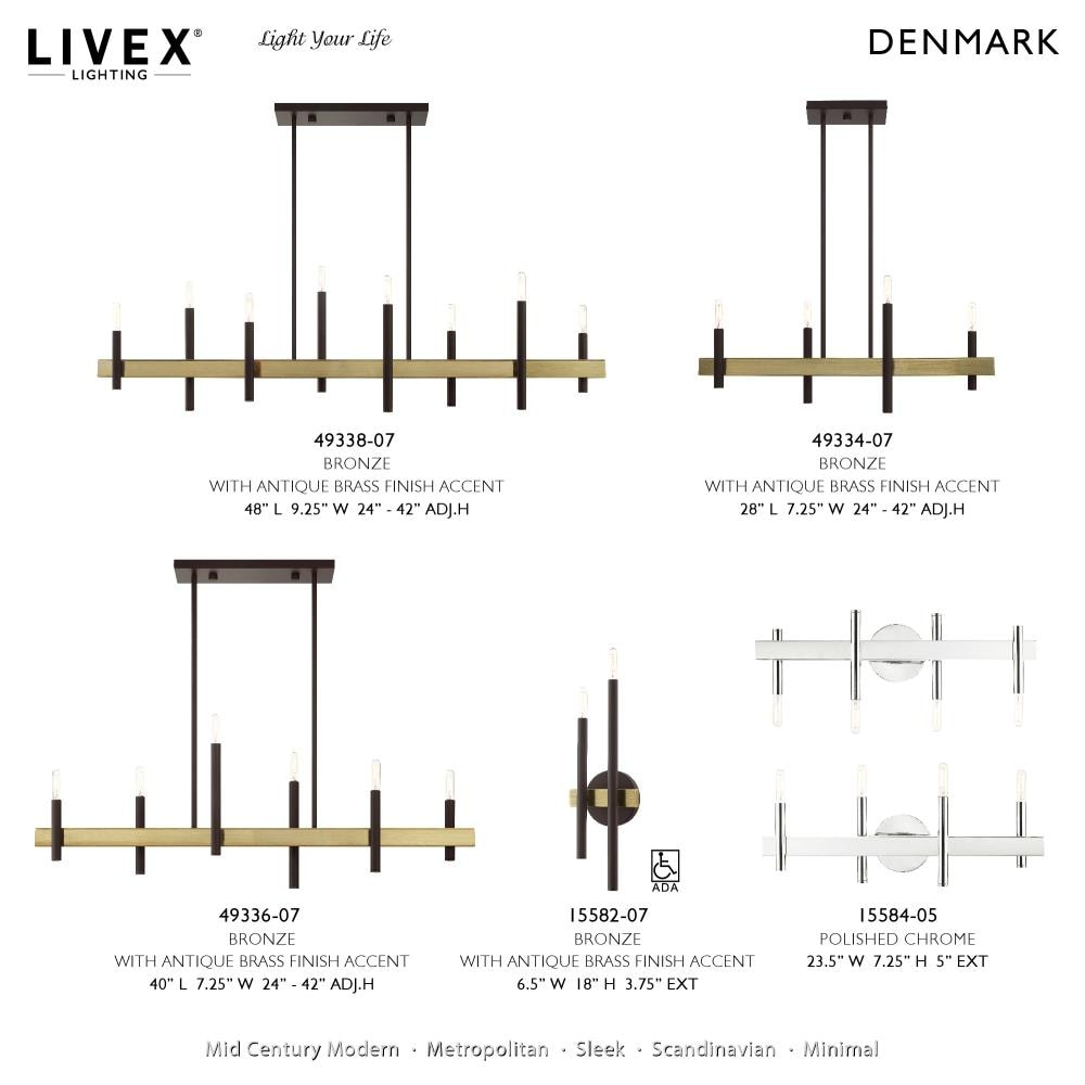 Elegance Crystal Rod 4-Light Chandelier in White and Antique Brass