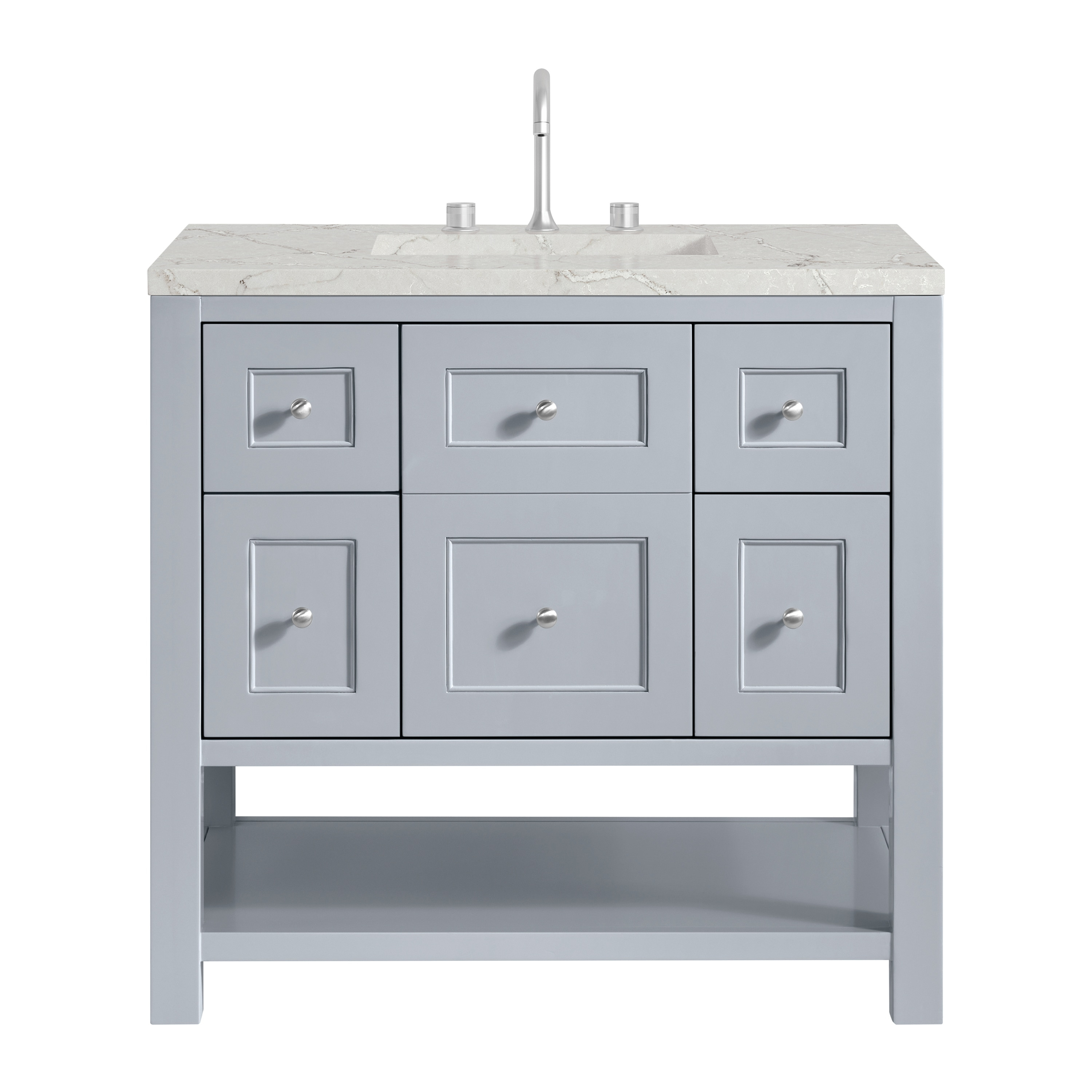 James Martin Vanities 330-V36-SRB-3LDL 36 in. Breckenridge Single Vanity with 3 cm Lime Delight Quartz Top, Serenity Blue