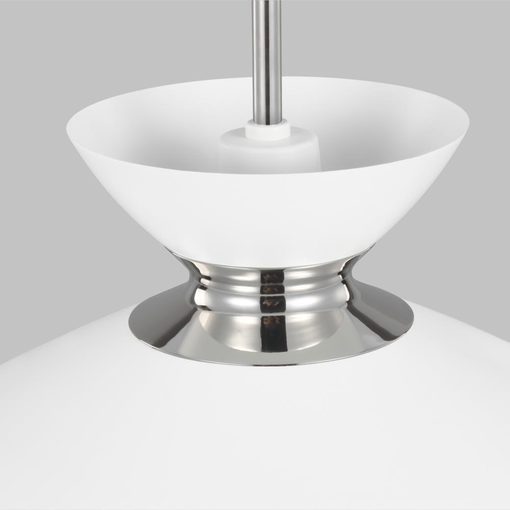 Heath Polished Nickel Indoor/Outdoor Pendant with Matte White Steel Shade