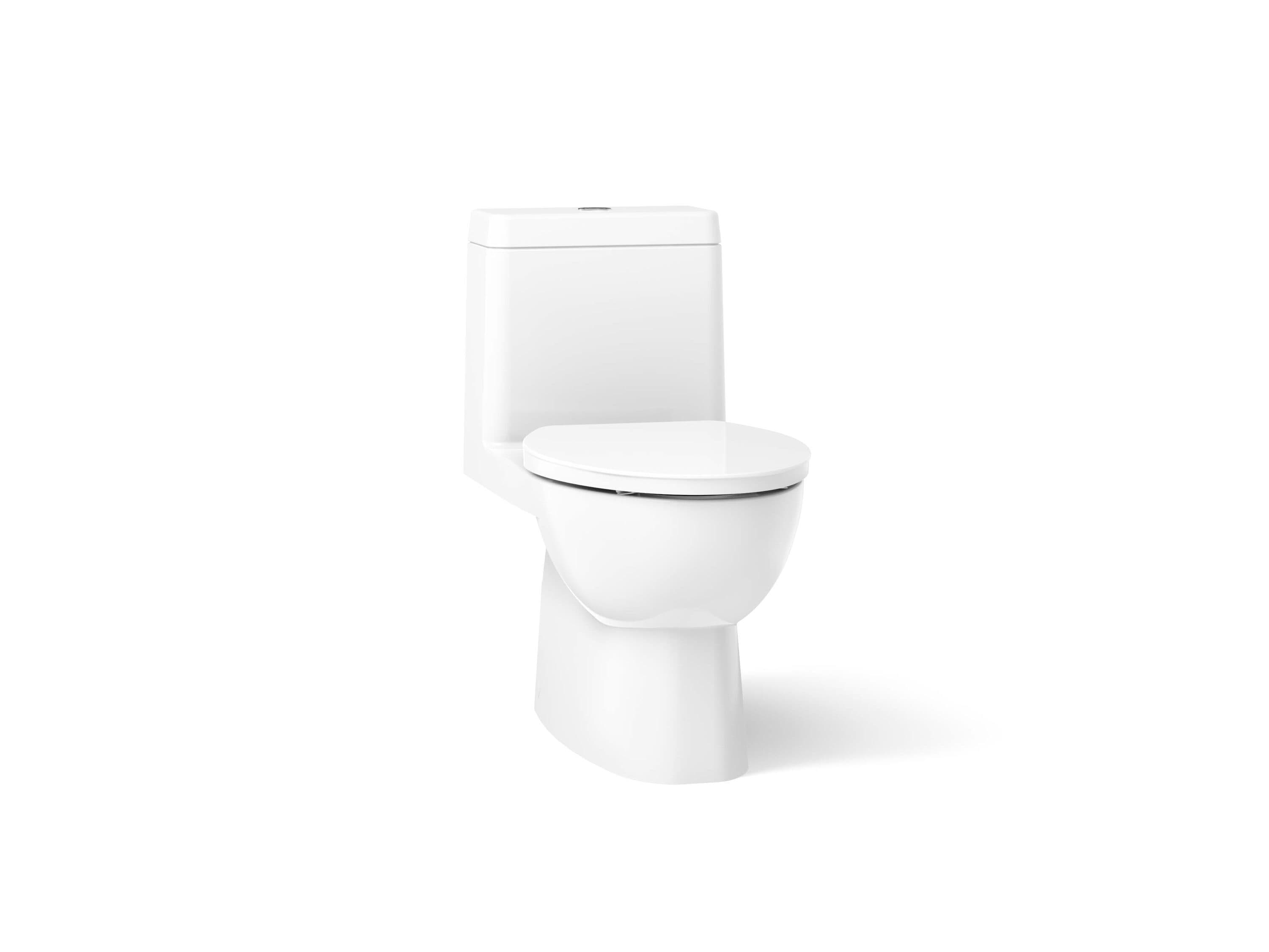 White Compact Elongated One-Piece Dual Flush Toilet