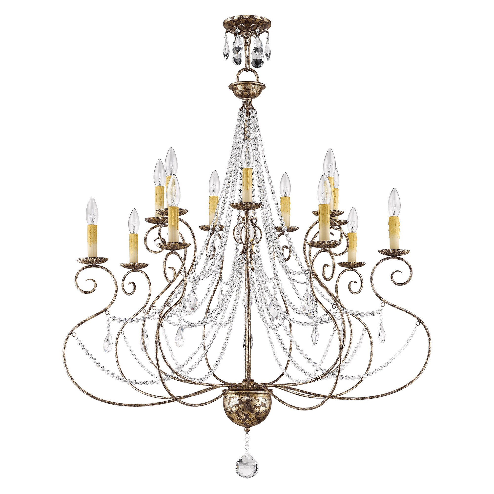 Isabella European Bronze 14-Light Crystal Chandelier