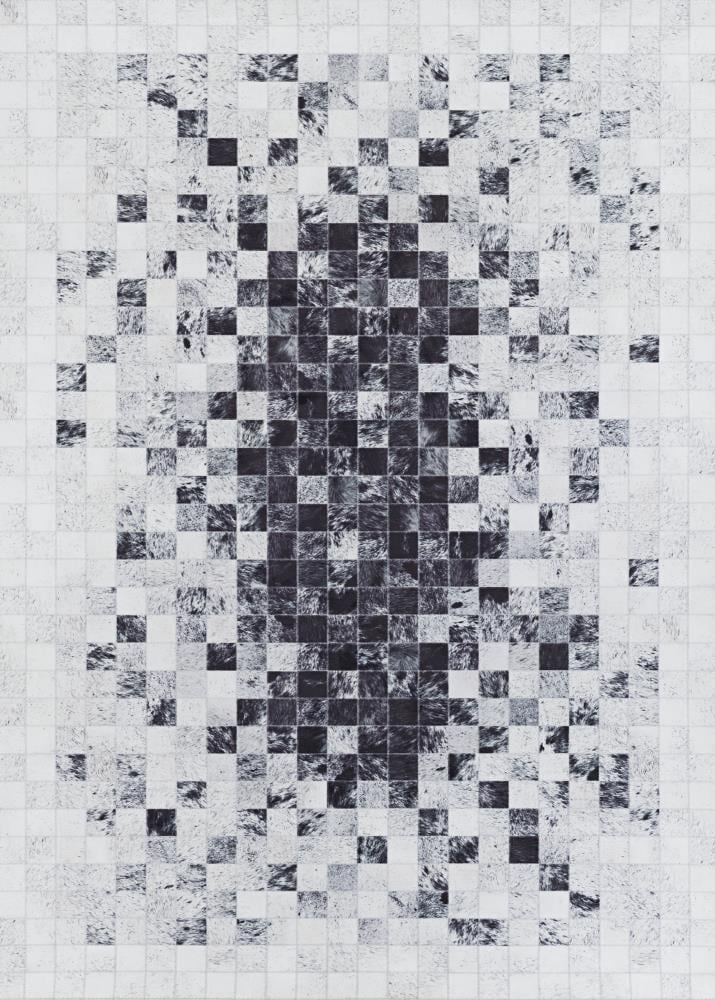 Couristan Prairie Hygee Blocks Coal-Ice Caps Printed Faux Cowhide Area Rug 