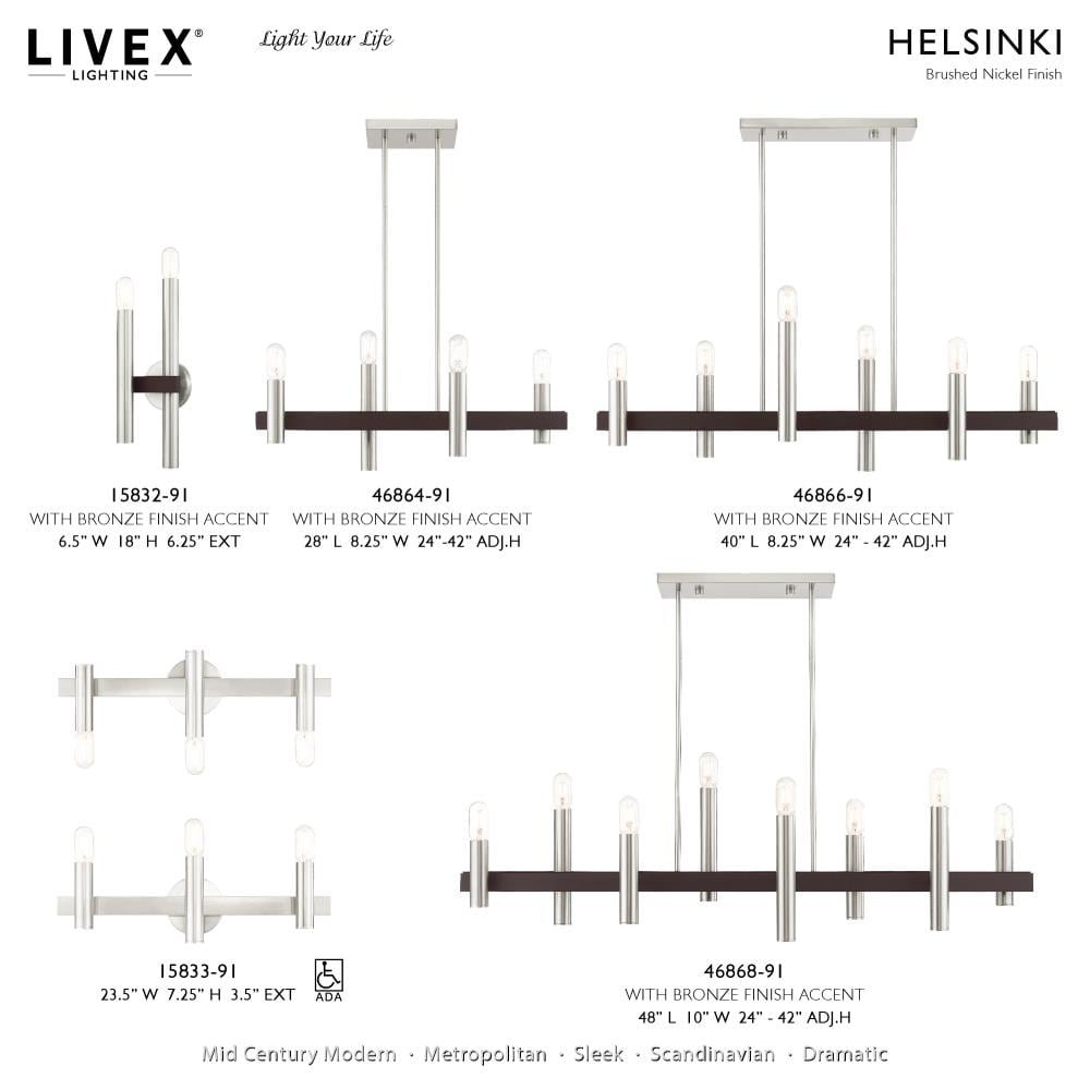 Helsinki 8-Light Brushed Nickel and Bronze Chandelier