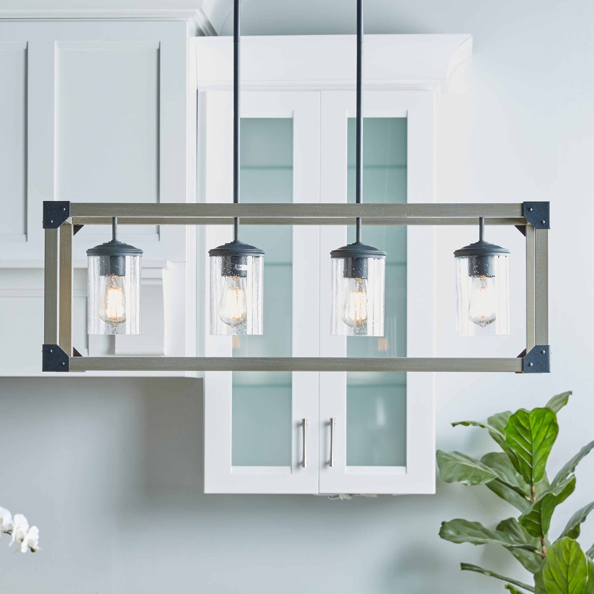 Dunning Driftwood Gray Steel 4-Light Island Chandelier